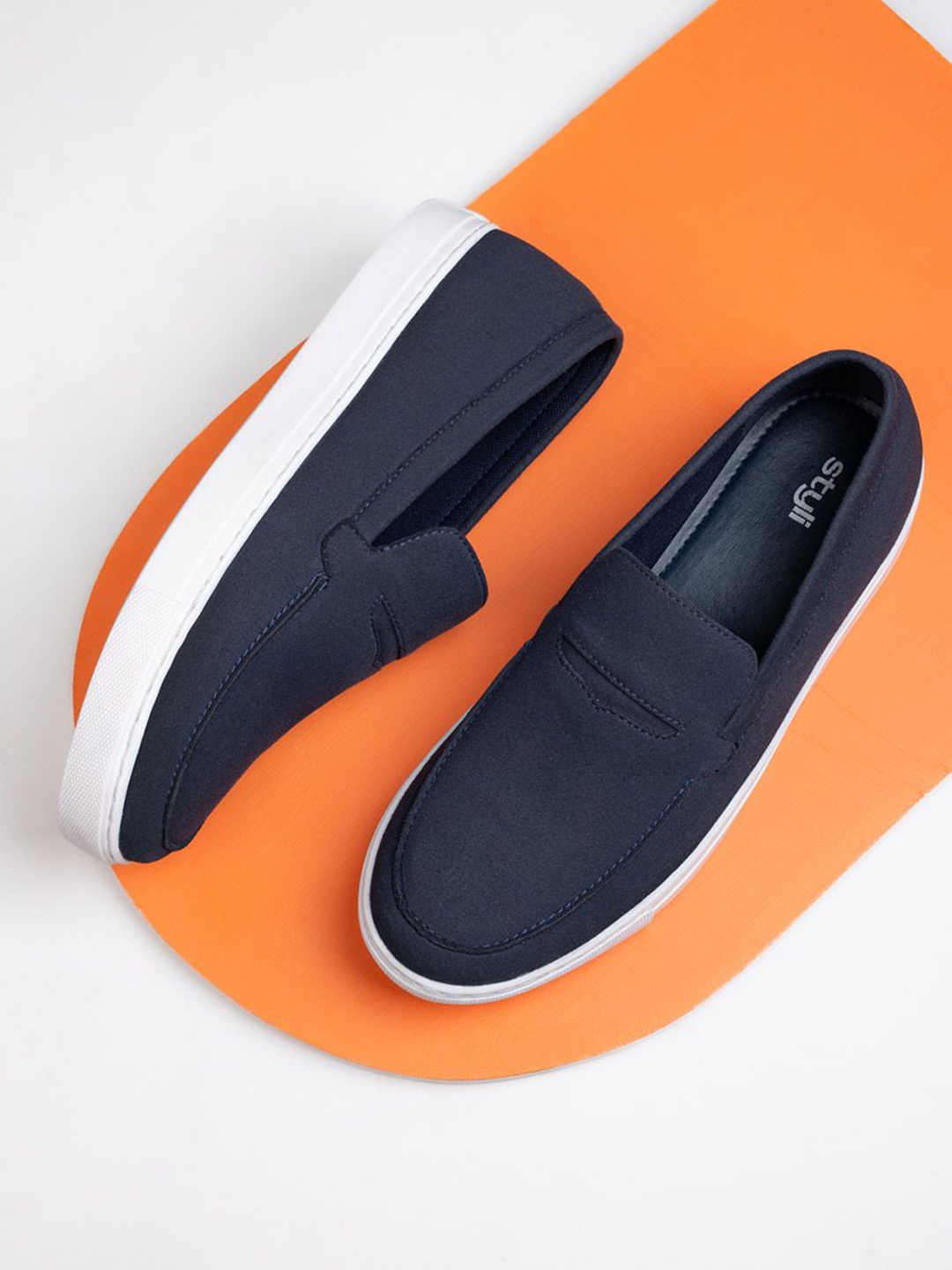 

Styli Men Faux Suede Casual Slip On Shoes, Navy blue