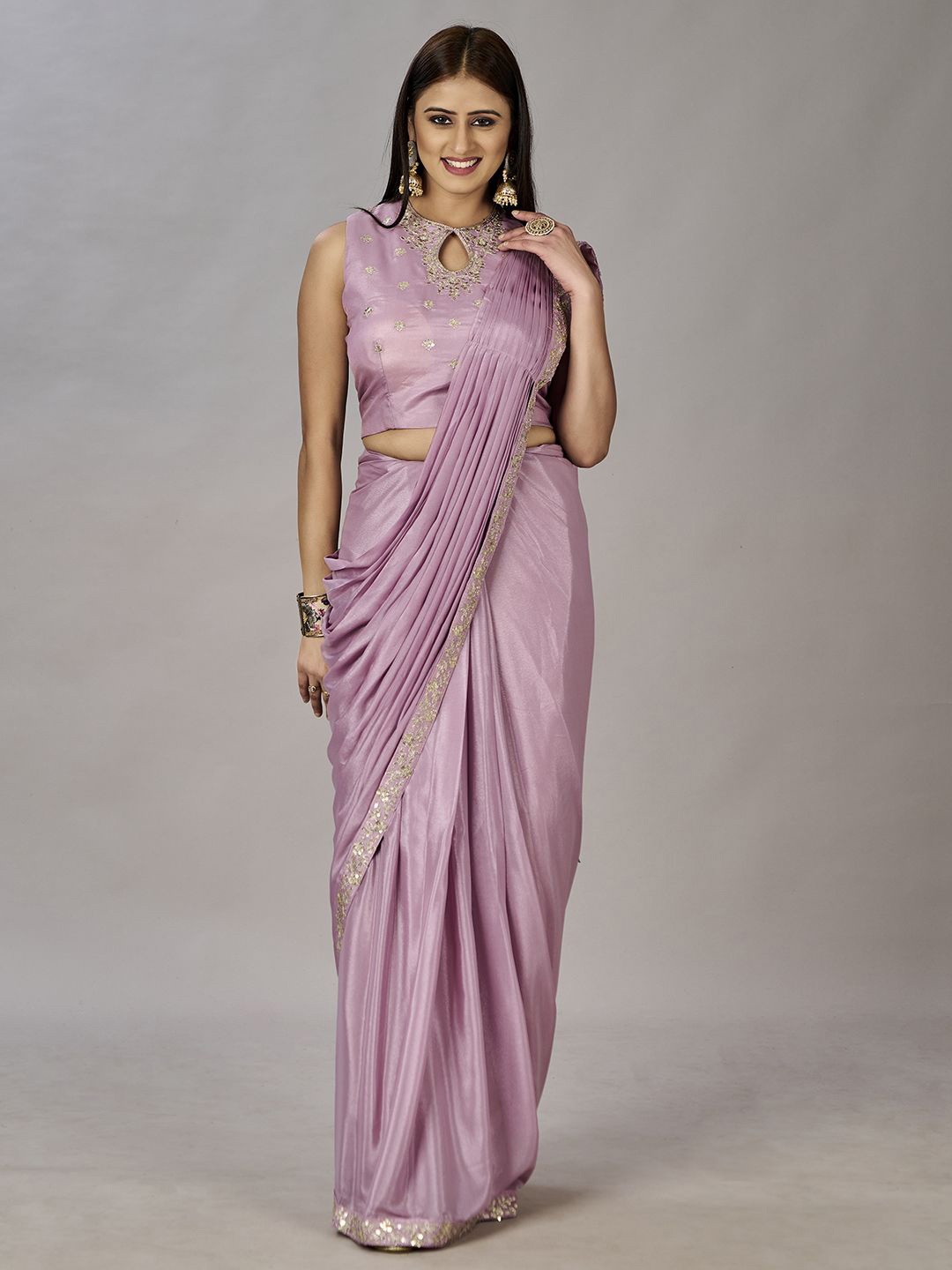 

Krimmple Pure Georgette Saree, Purple