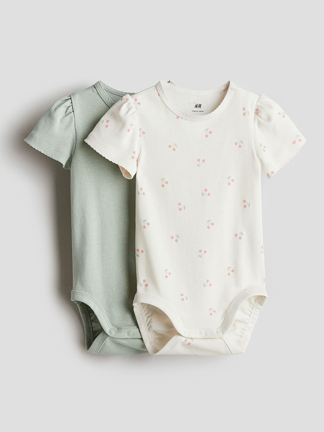 

H&M Boys 2-Pack Short-Sleeved Bodysuits, Green