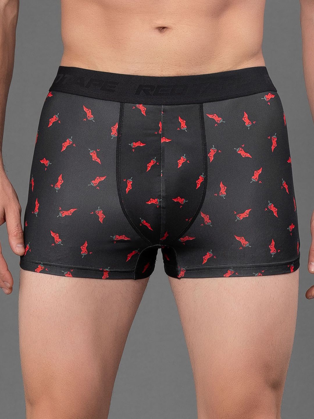 

Red Tape Polyester Elastane Printed Trunks, Black