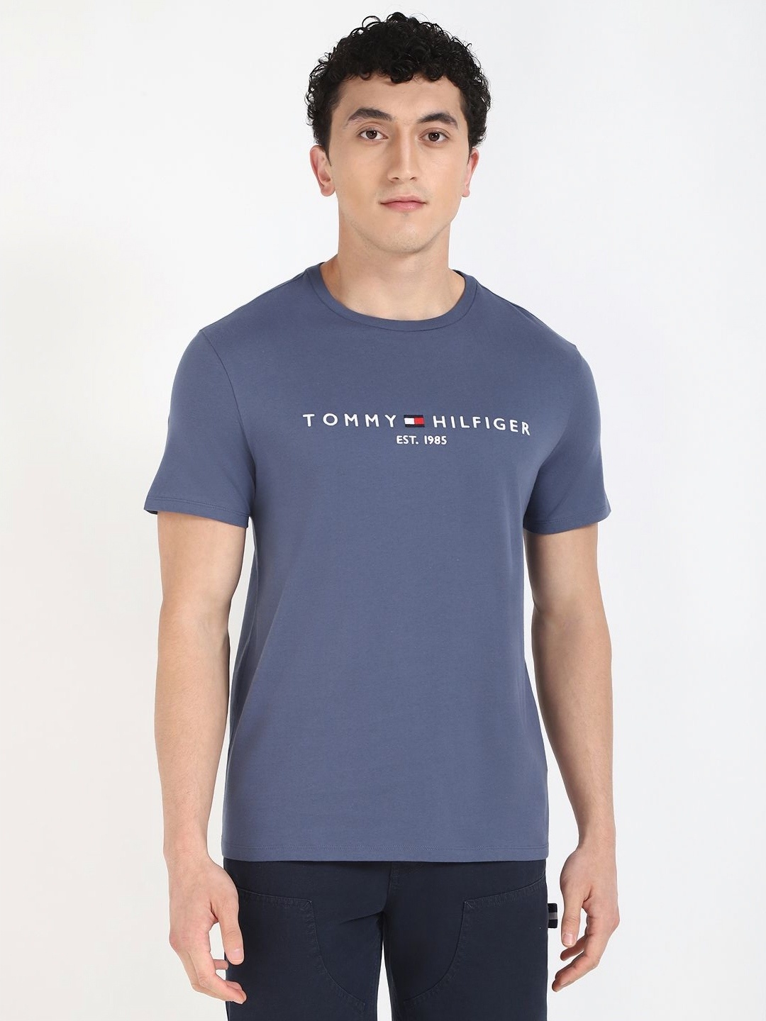 

Tommy Hilfiger Men Typography Printed T-shirt, Blue