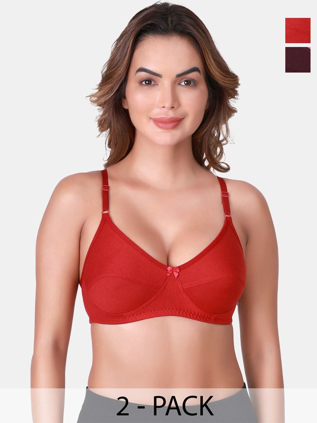 

SKDREAMS Full Coverage Bra pack of 2, Red