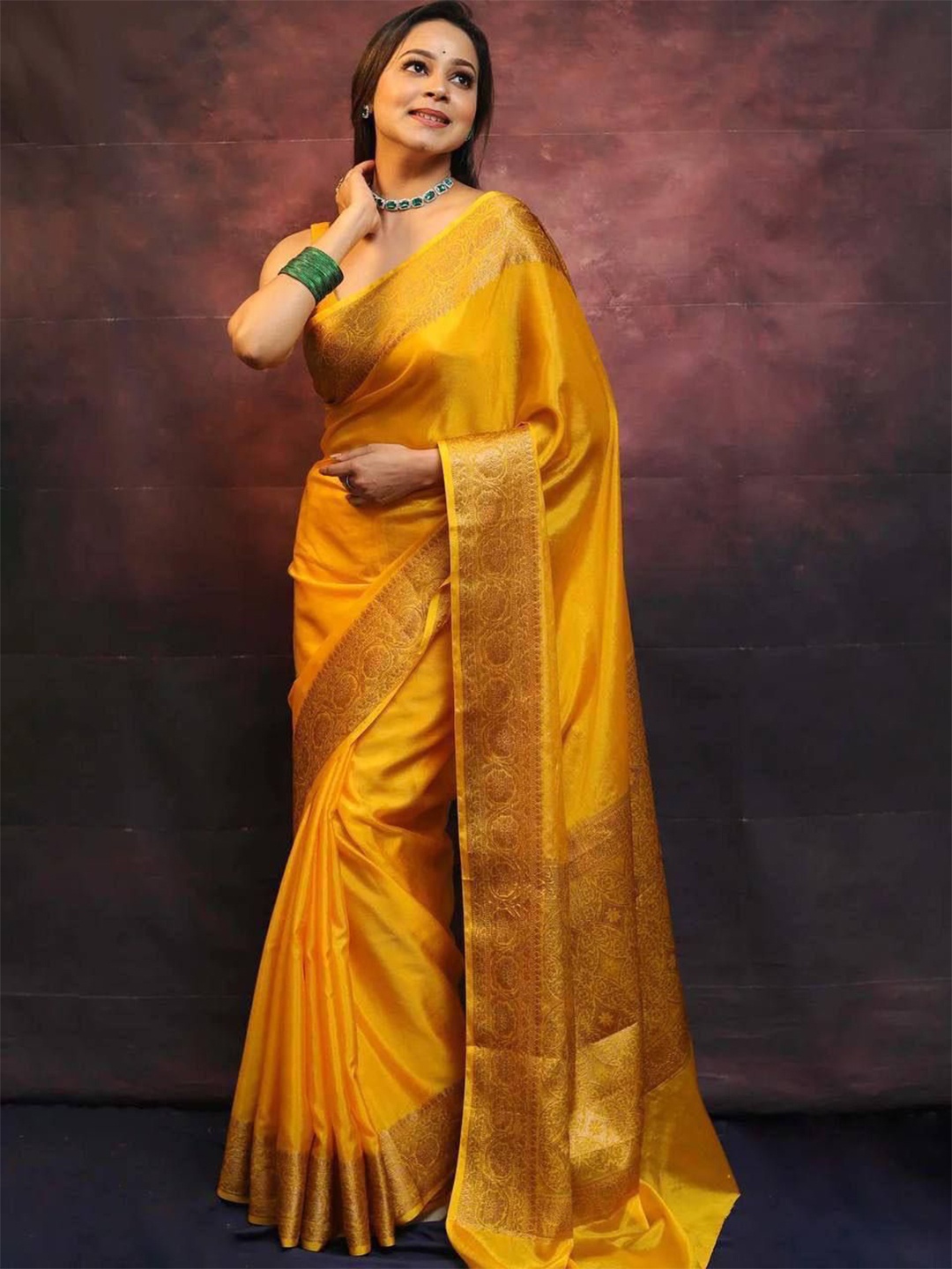 

Dreamlaxmi Fashion Woven Design Zari Pure Silk Saree, Yellow
