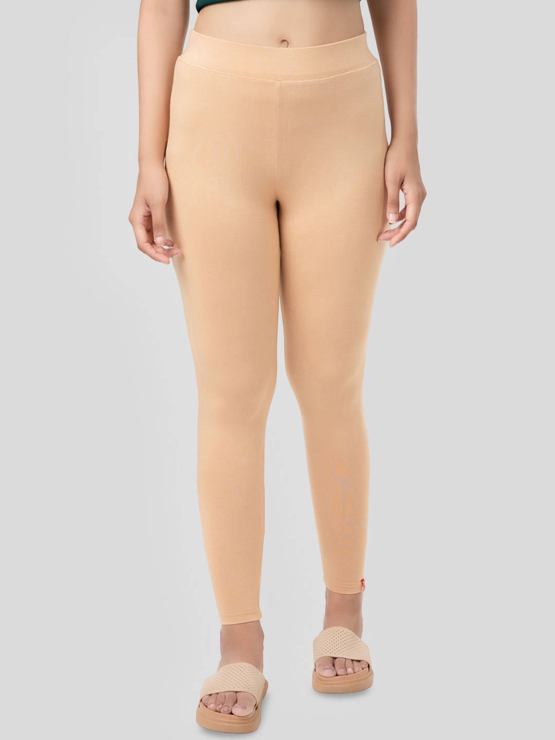 

Selsia Women Pure Cotton Ankle-Length Leggings, Beige