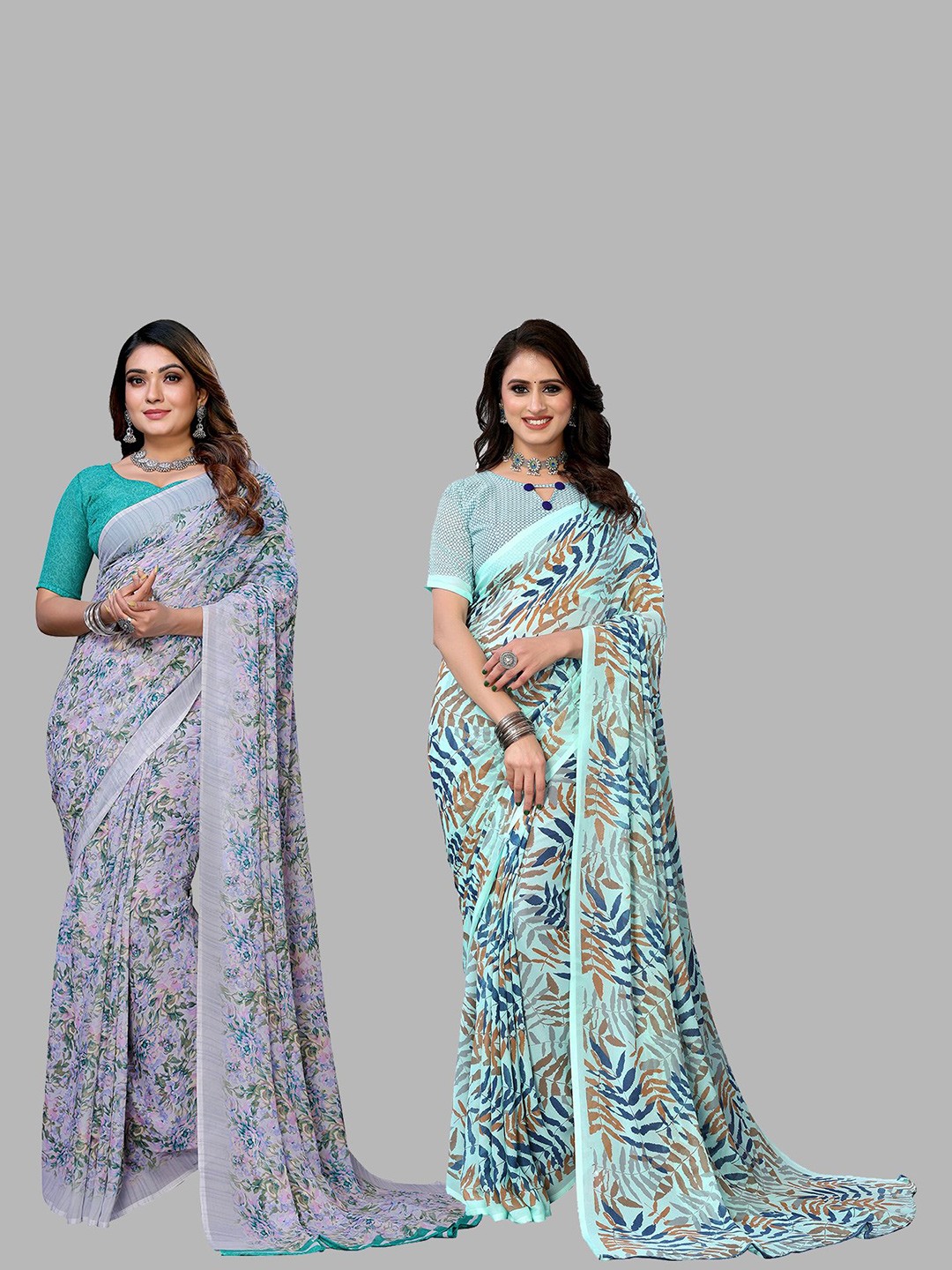

Moda Rapido Floral Poly Georgette Saree, Green