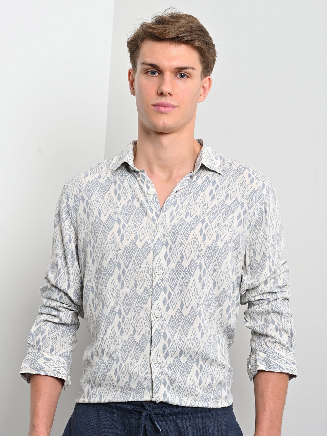 

Faith - Viscose Printed Shirt - Blue