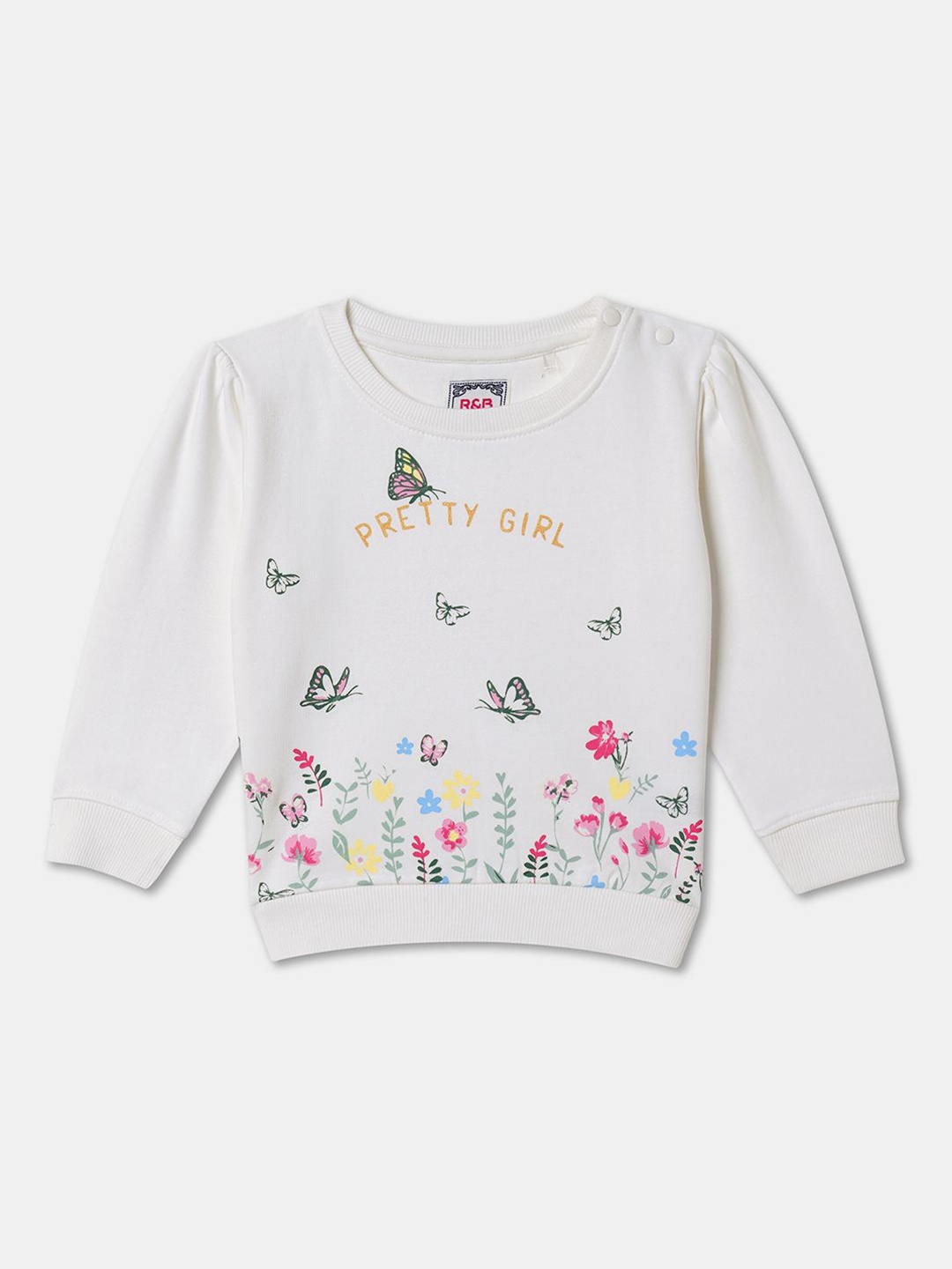 

R&B Girls Printed Sweatshirt, White