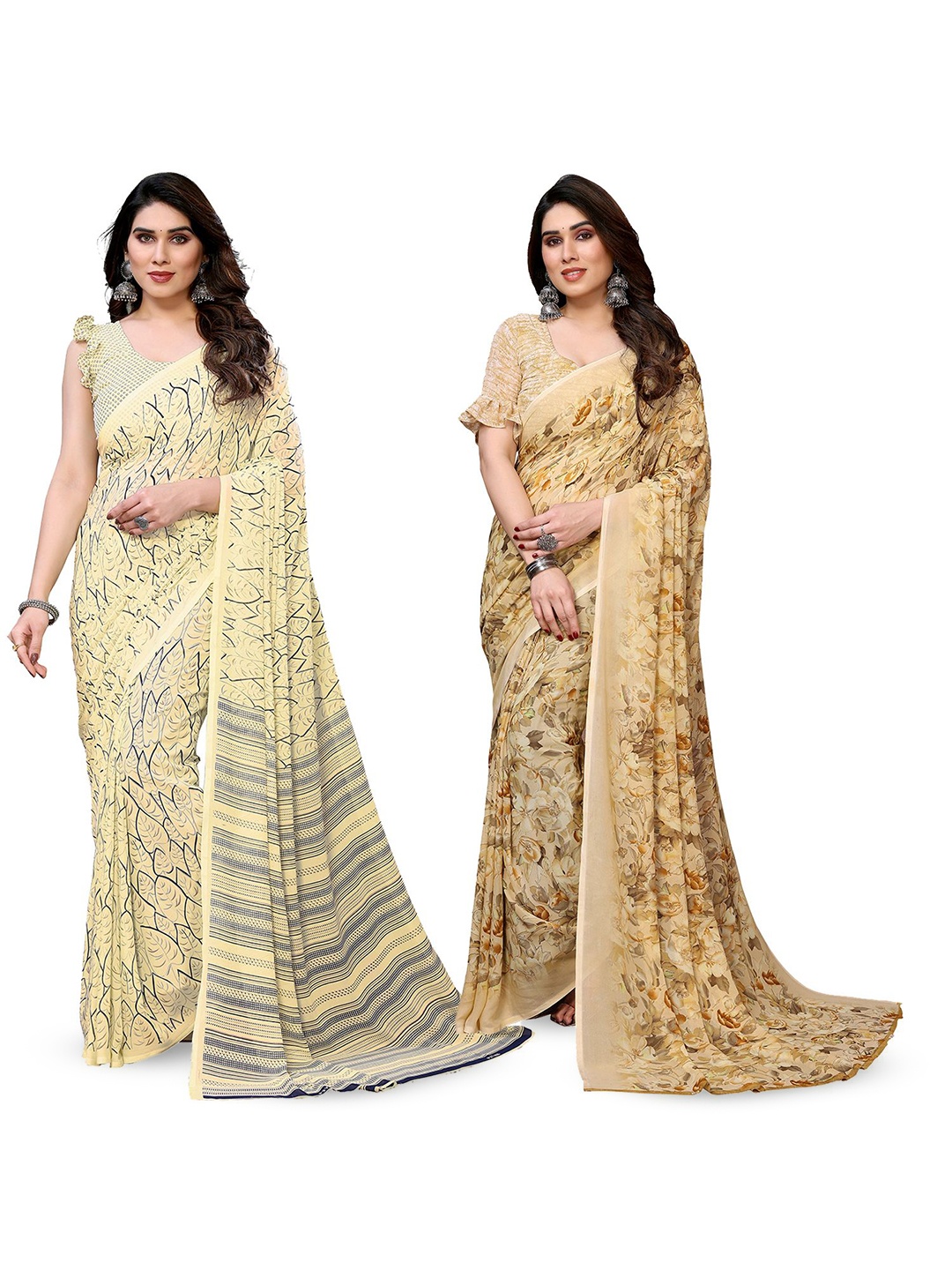 

Moda Rapido Floral Poly Georgette Saree, Yellow