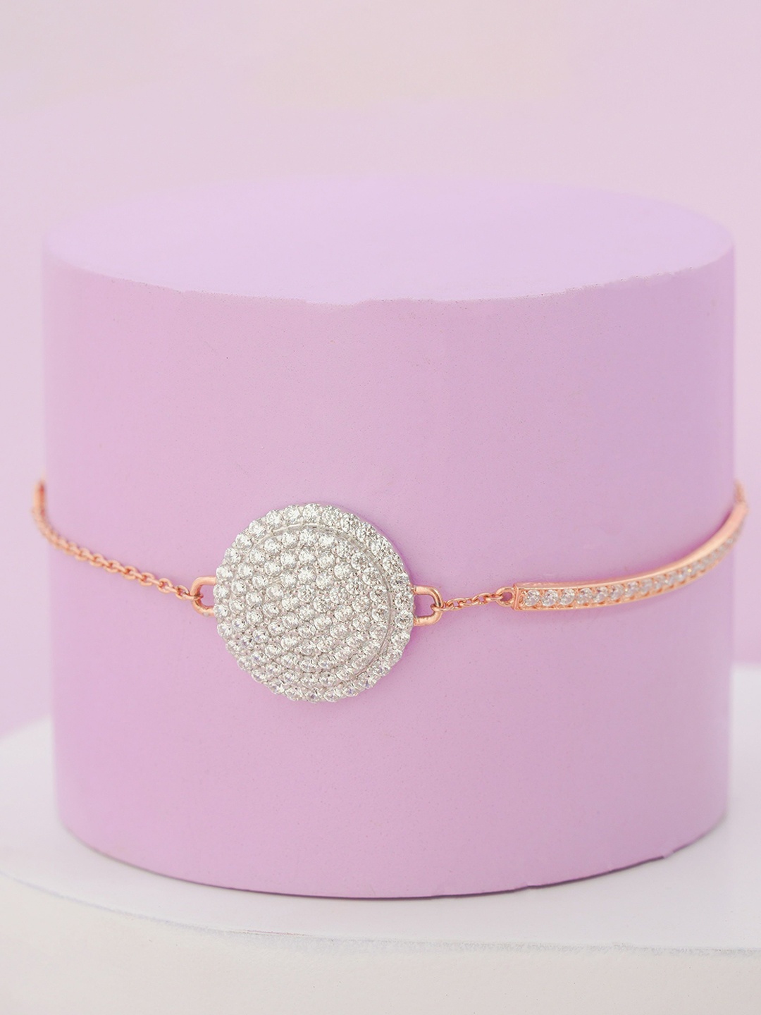 

KIORAH Women Sterling Silver Rose Gold-Plated Wraparound Bracelet