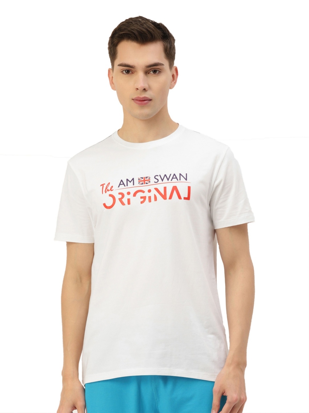 

AMSWAN Men Typography Printed Applique T-shirt, White