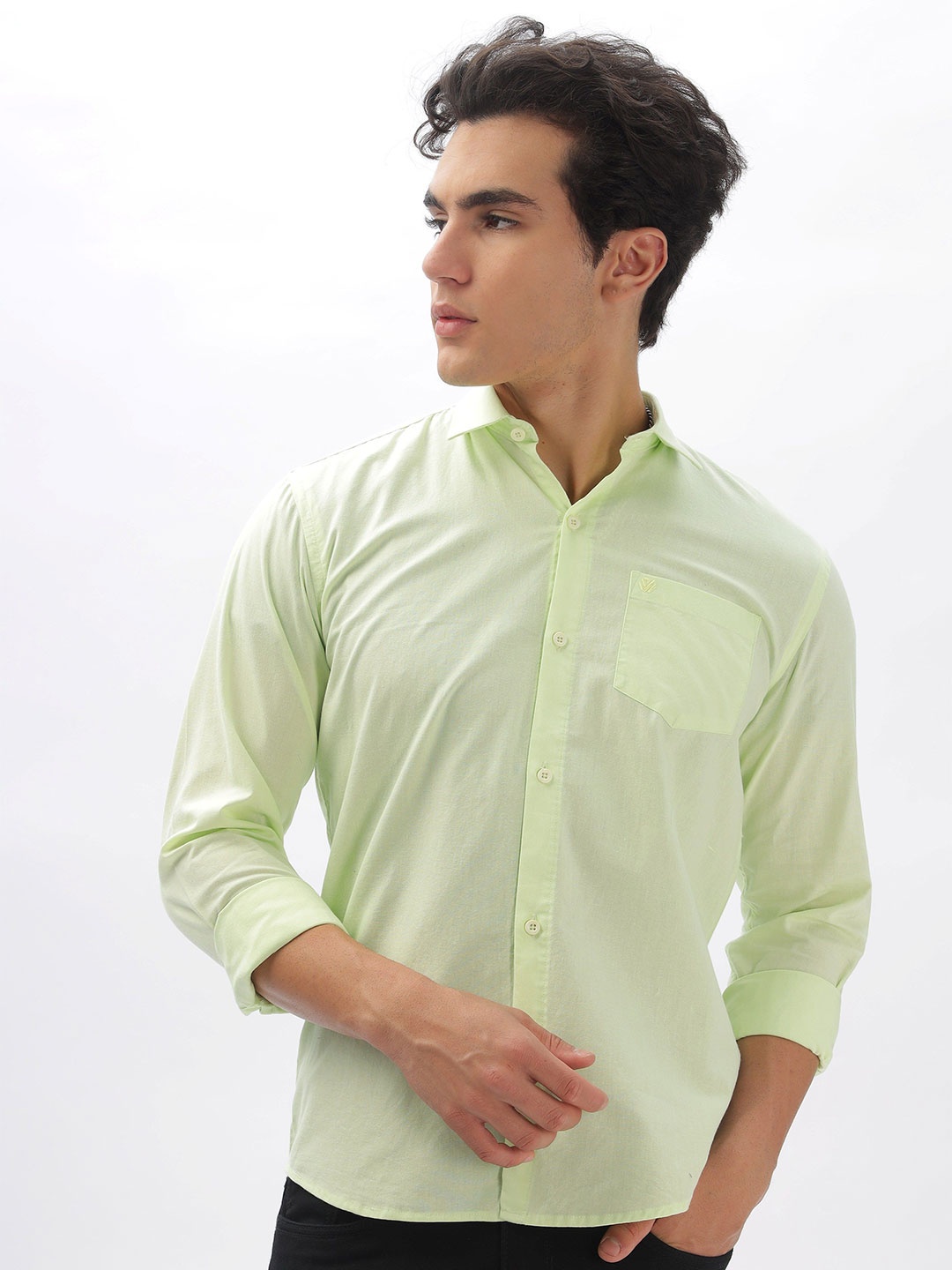 

BS BLUE SQUAD Men Slim Fit Opaque Casual Shirt, Fluorescent green