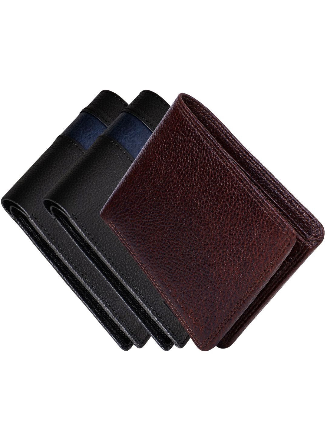 

Hayes London Men Wallets Pack of 3 Genuine Leather with RFID Blocking Combo, Brown