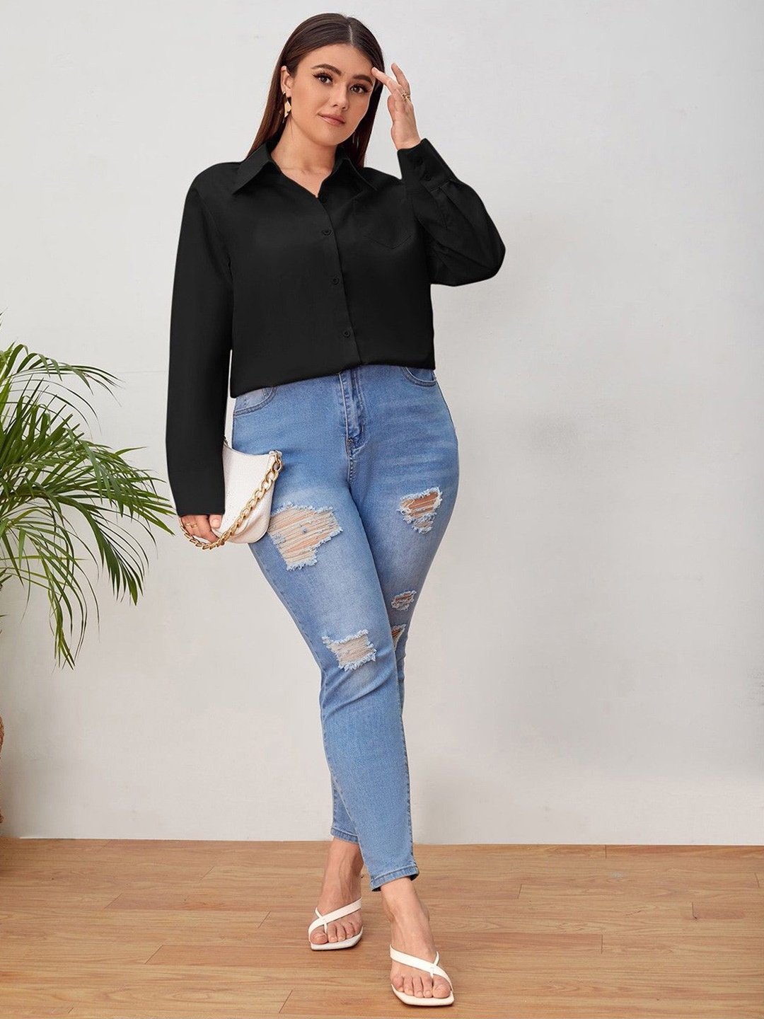 

WHY SO FAB Women Classic Opaque Casual Shirt, Black