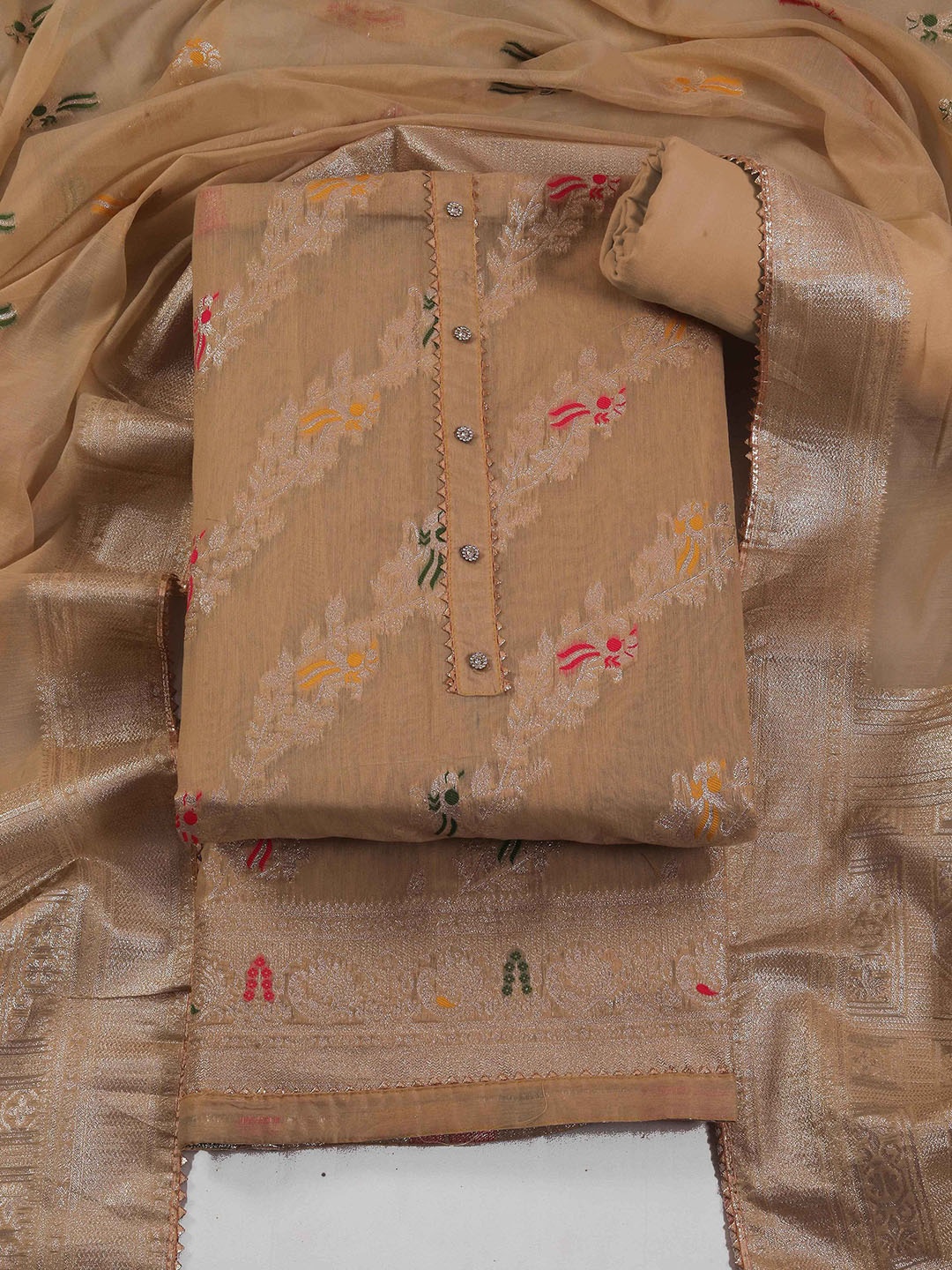 

TAVAS Art Silk Unstitched Dress Material, Mustard