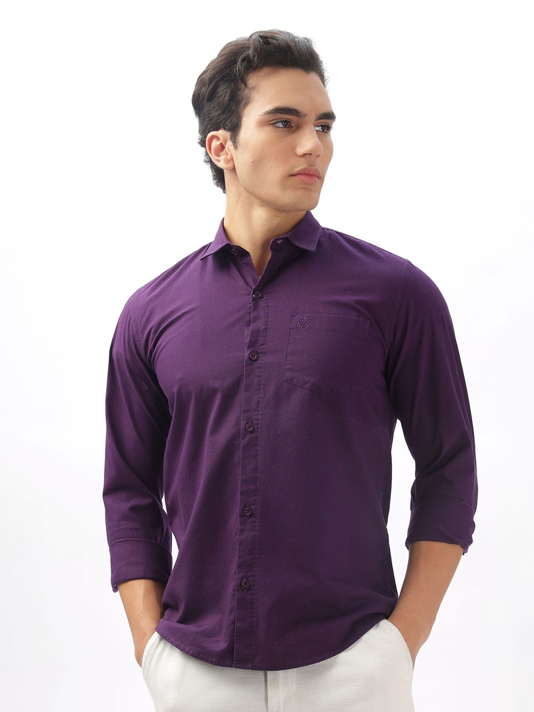 

BS BLUE SQUAD Men Slim Fit Opaque Casual Shirt, Purple