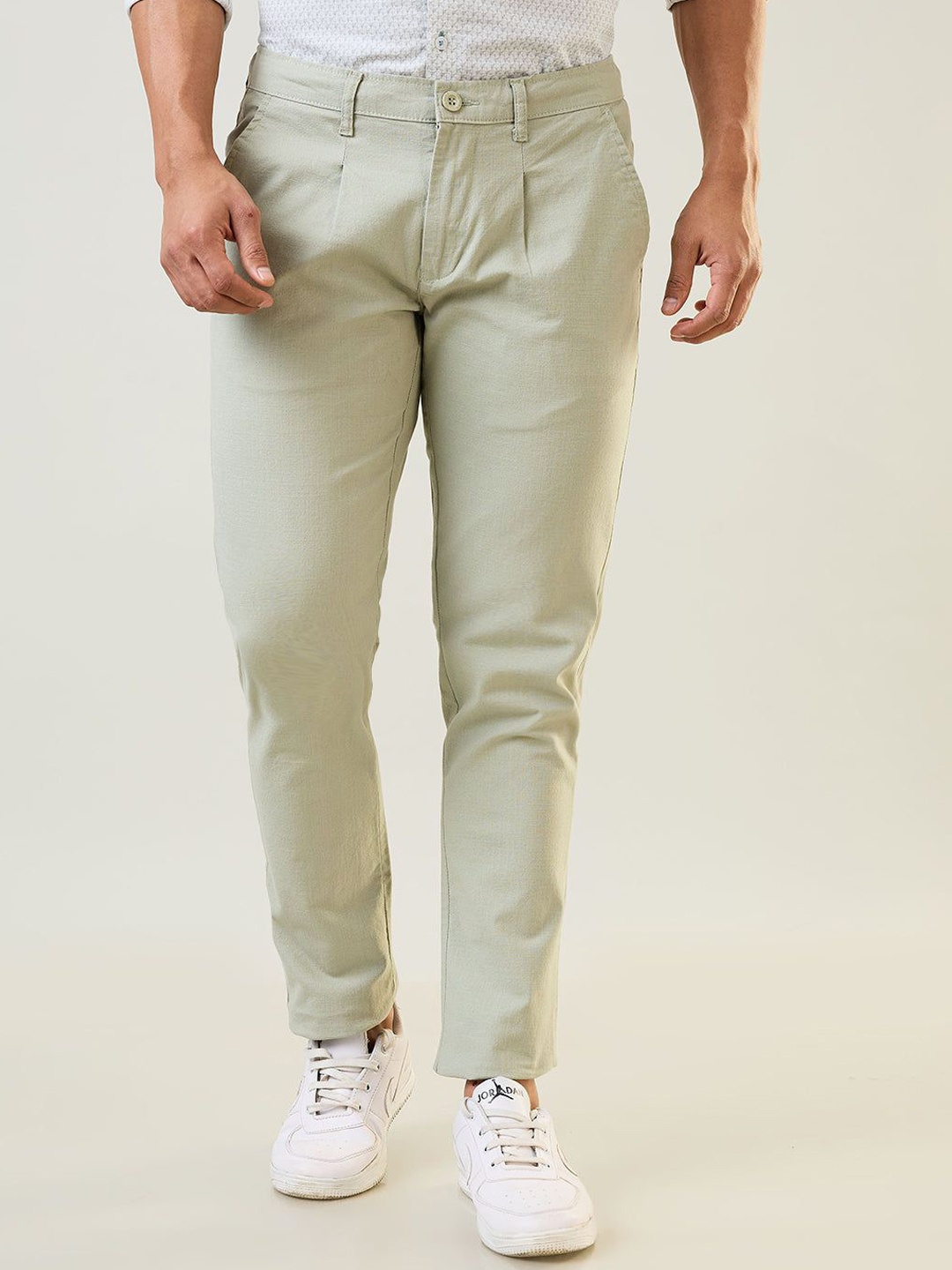 

TIM PARIS Men Tapered Fit Mid-Rise Cotton Chinos Trouser, Blue