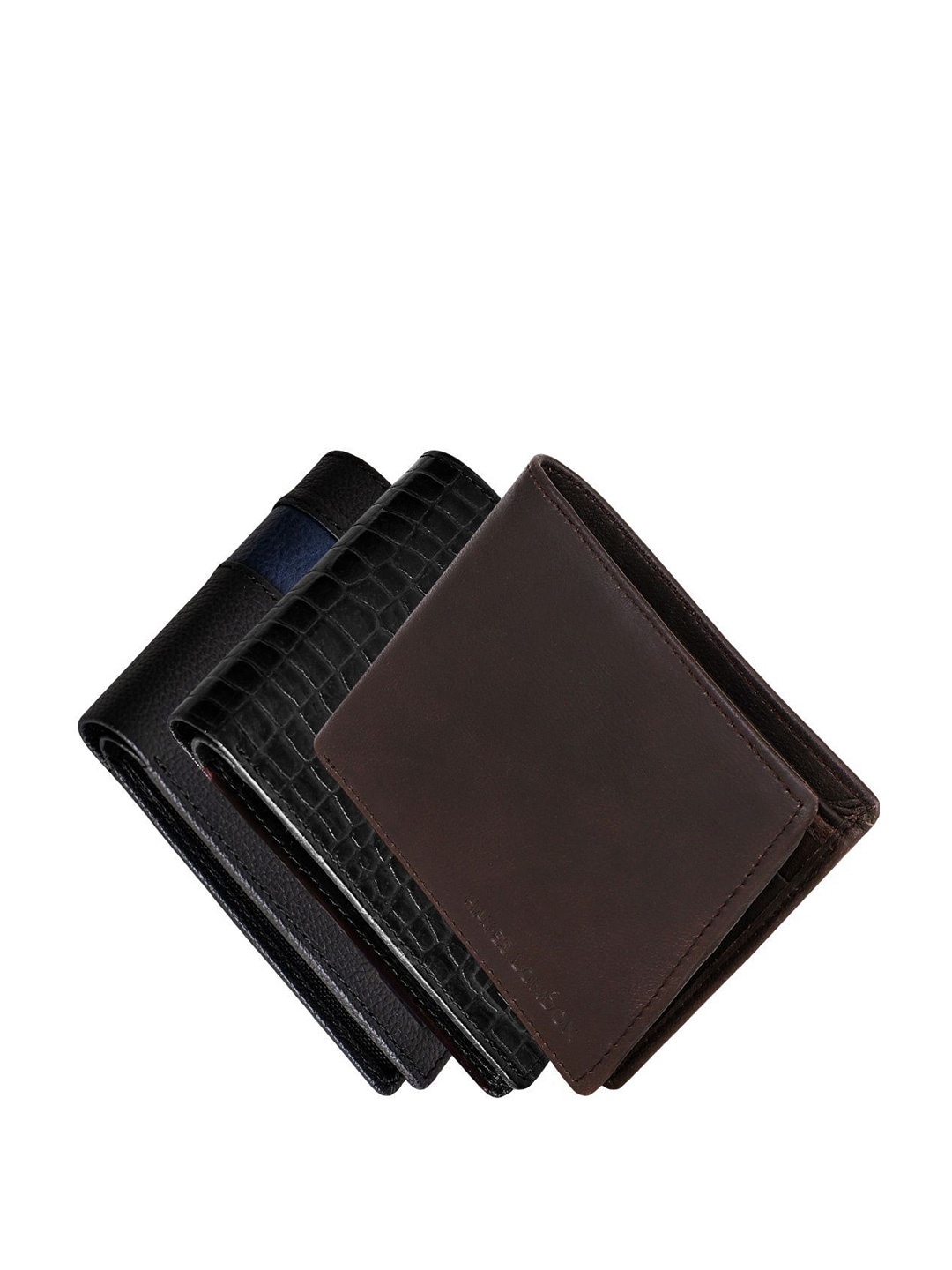 

Hayes London Men Wallets Pack of 3 Genuine Leather with RFID Blocking Combo, Brown