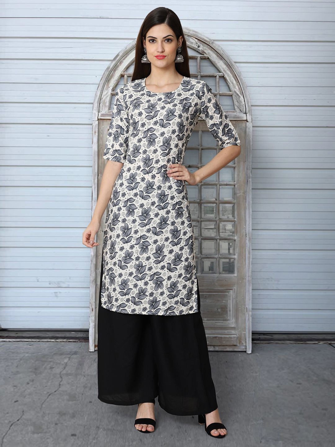 

Moda Rapido Floral Printed Straight Kurta, White