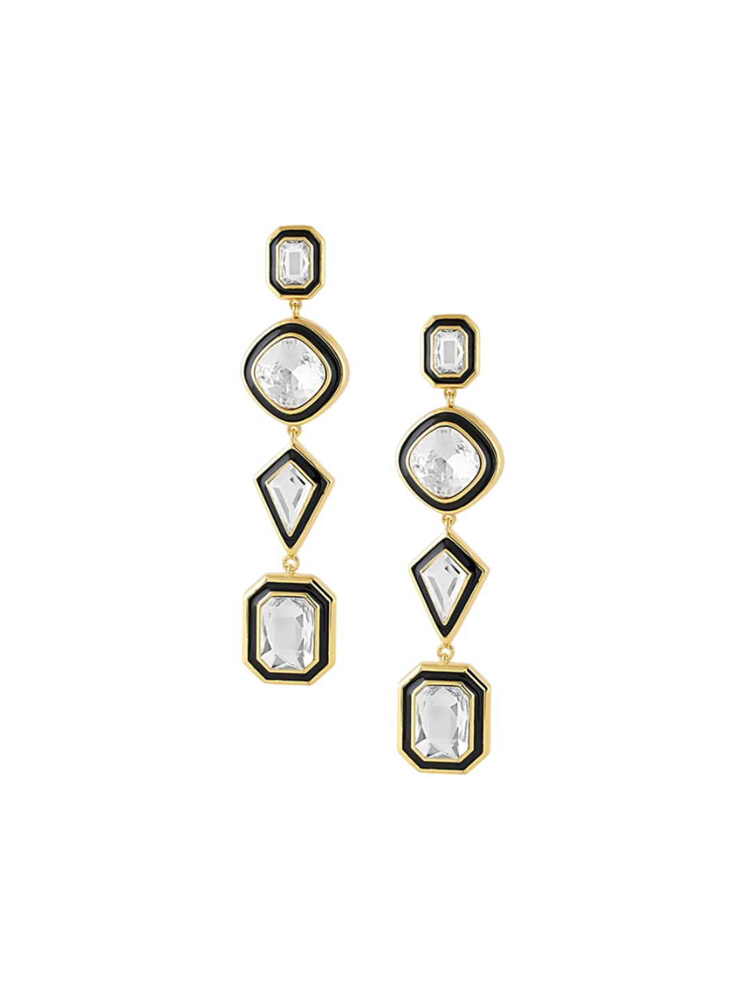 

Isharya 18Kt Gold Plated Crystals Studded Contemporary Contemporary Drop Earrings