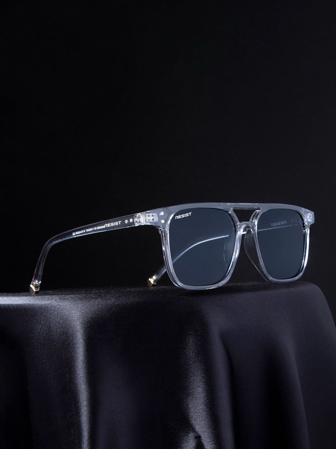 

RESIST EYEWEAR Unisex Square Sunglasses with UV Protected Lens JASPER GREY BLACK