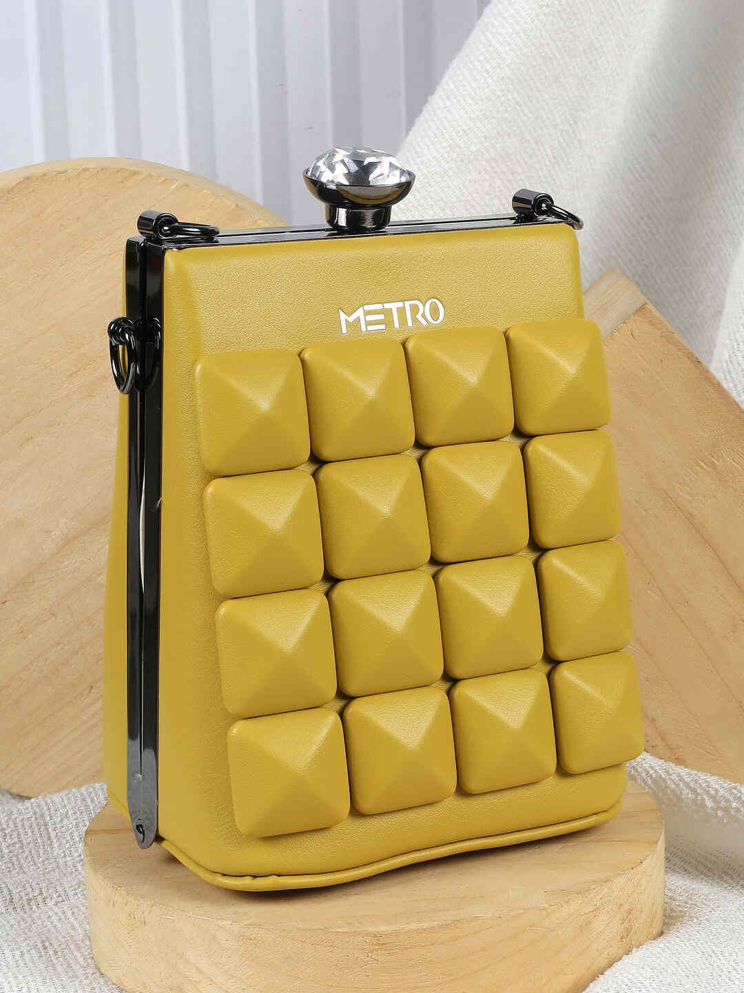 

Metro Textured Box Clutch, Yellow