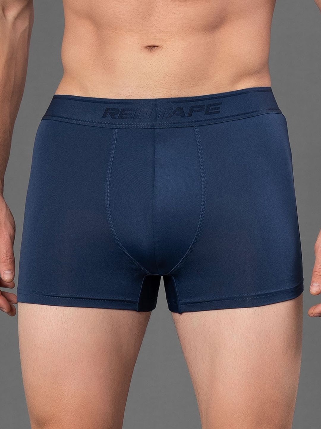 

Red Tape Blue Solid Polyester Elastane Trunks