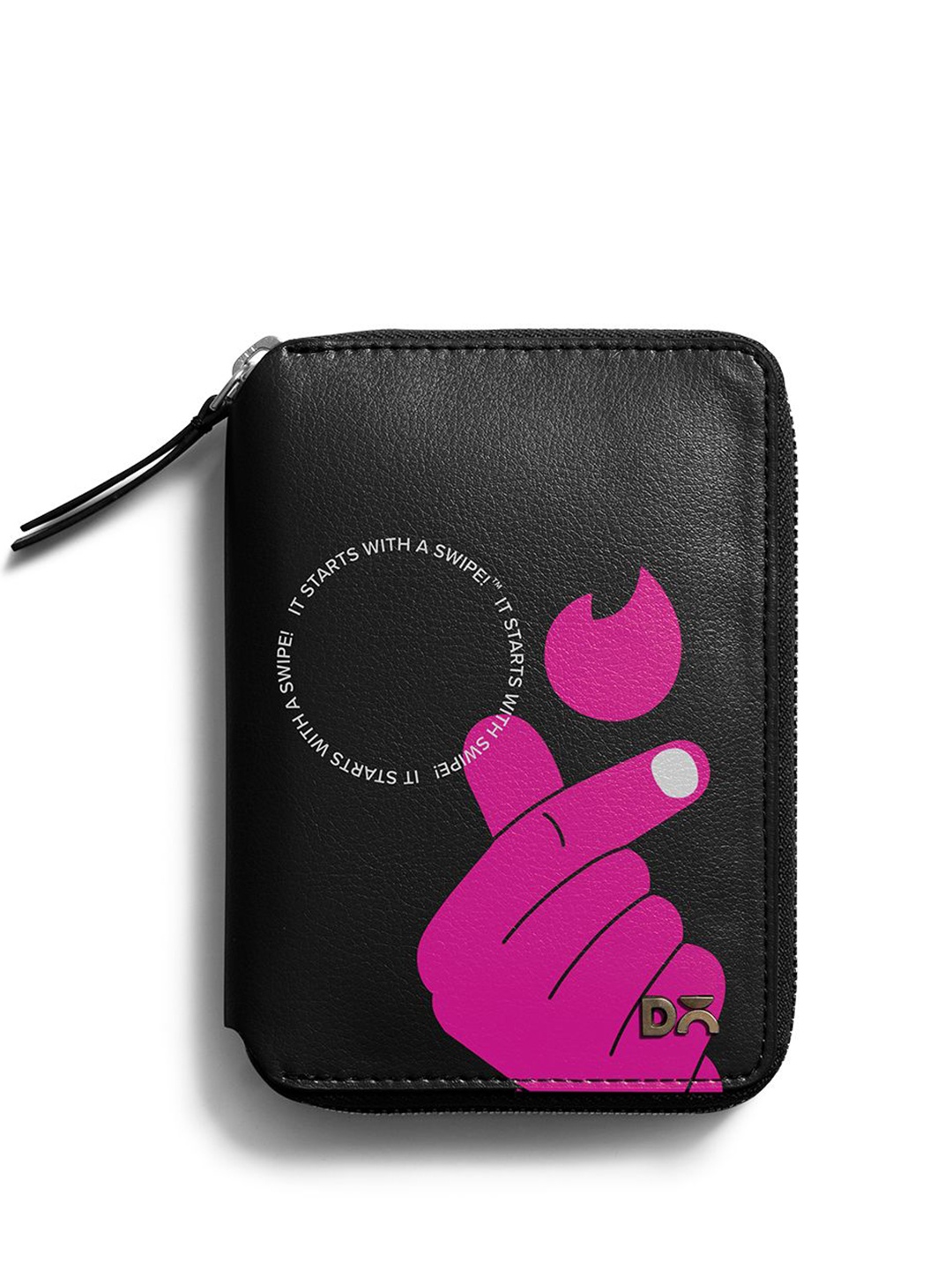 

DailyObjects Unisex Printed Zip Around Wallet, Black