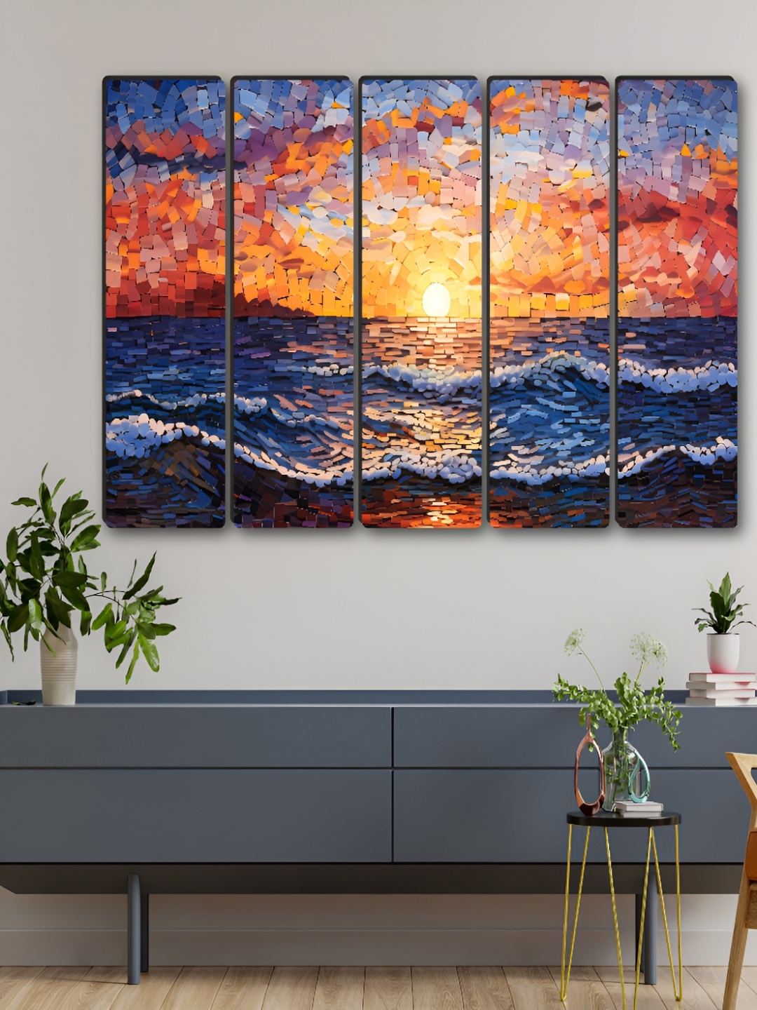 

Aura Yellow & Red 5 Piece Synthetic Wood Floral and Botanical Wall Paintings