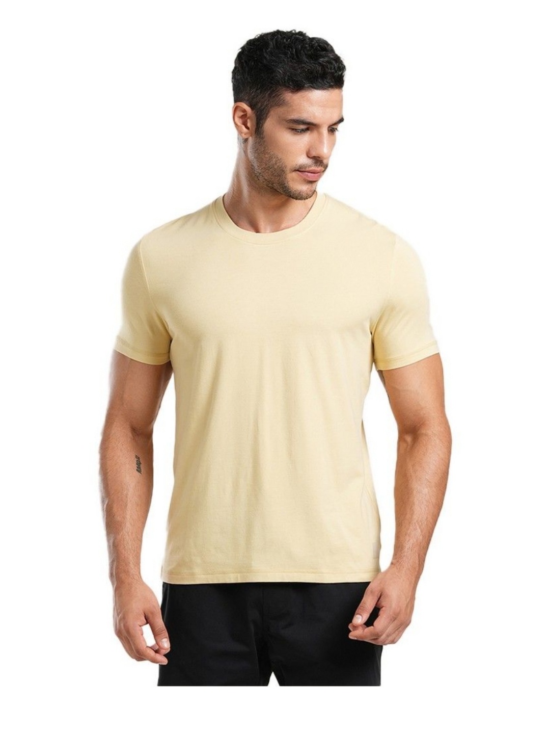 

TEGO Men Moisture Wicking Solid Round Neck Bamboo Slim Fit T-shirt, Brown