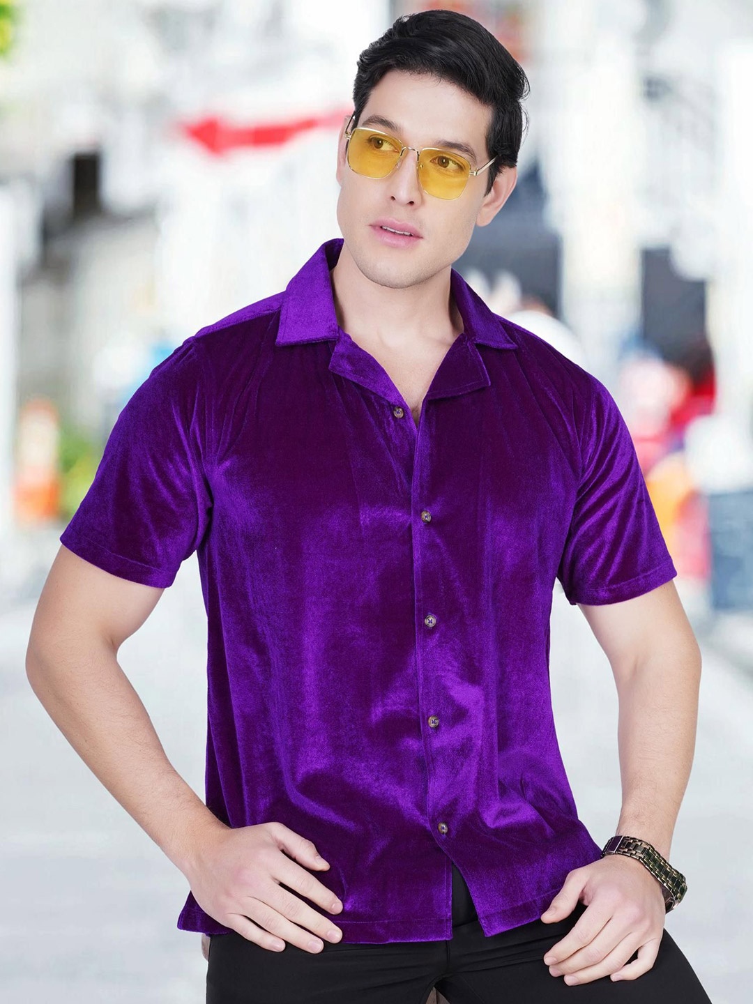 

RANJ Men Relaxed Opaque Party Shirt, Purple