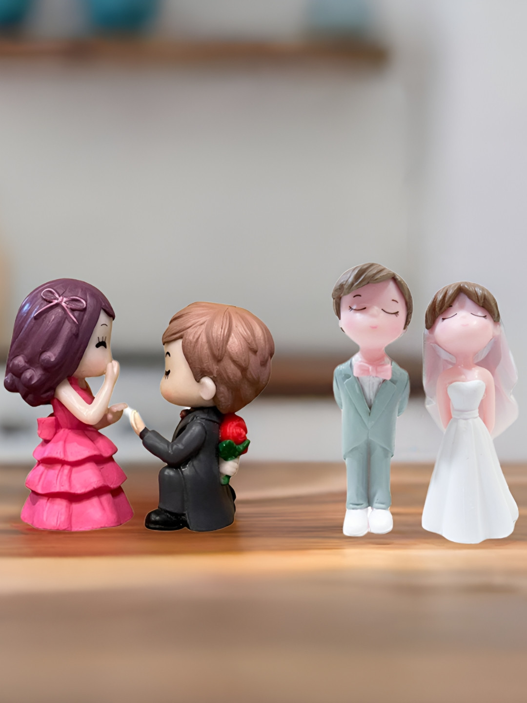 

Special You 5Pcs Green & Pink Ceramic Wedding & Propose Couple Showpieces