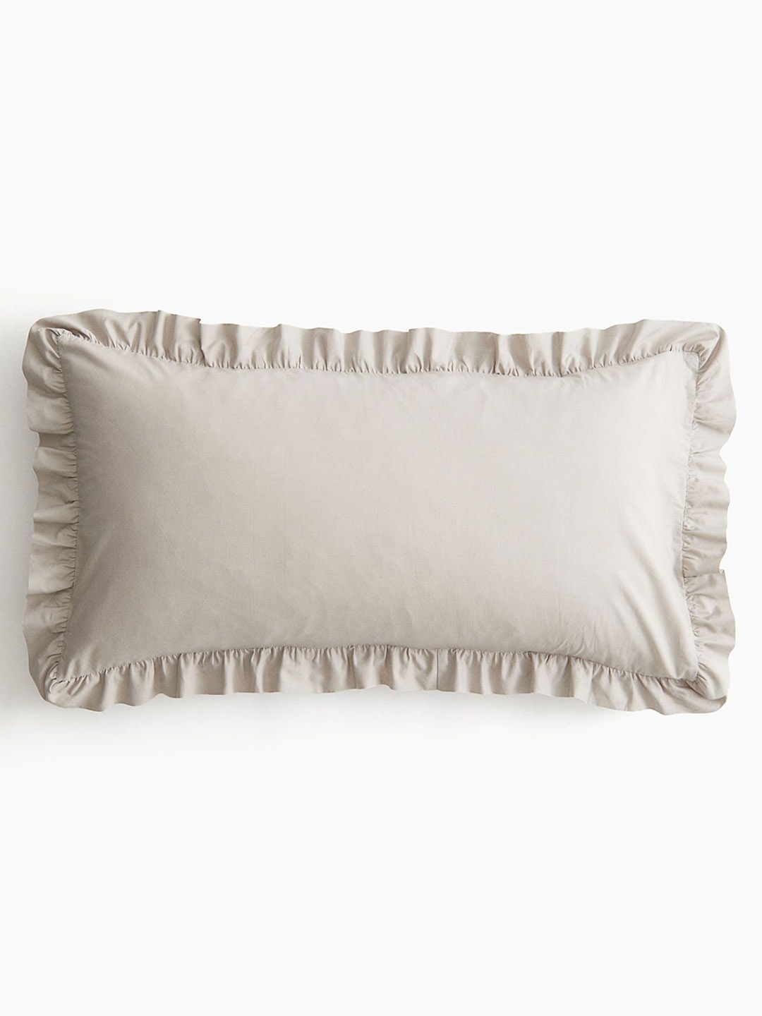 

H&M Frill-Trimmed Cotton Cushion Cover, Beige