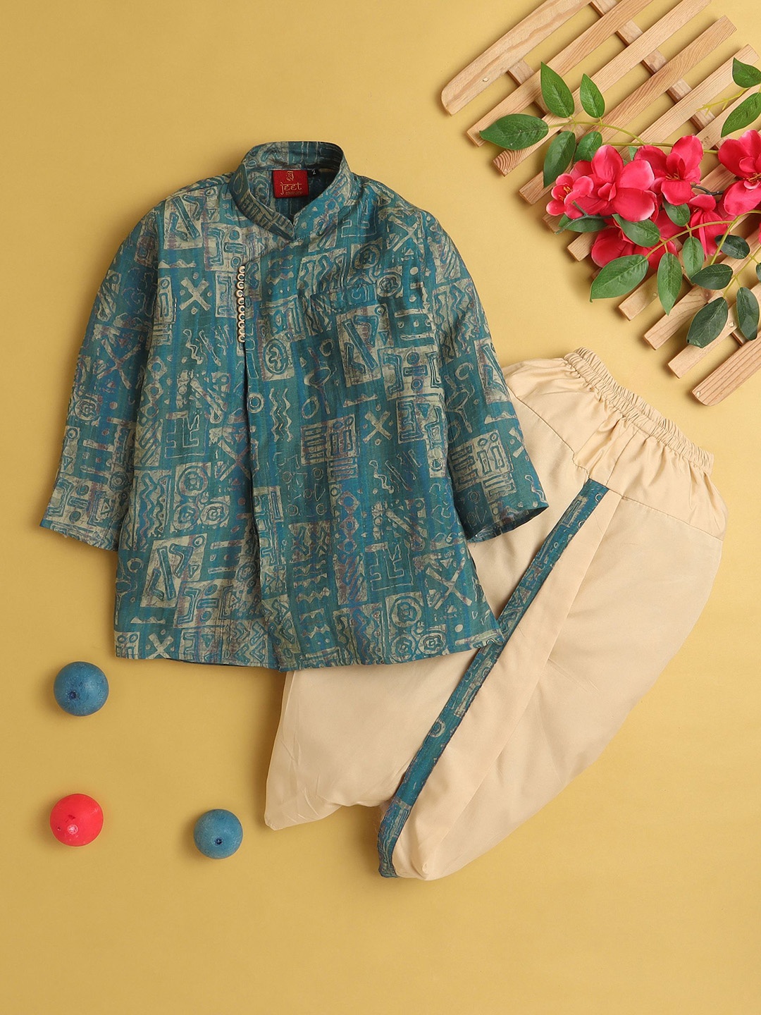 

Jeetethnics Boys Regular Kurta with Dhoti Pants, Sea green