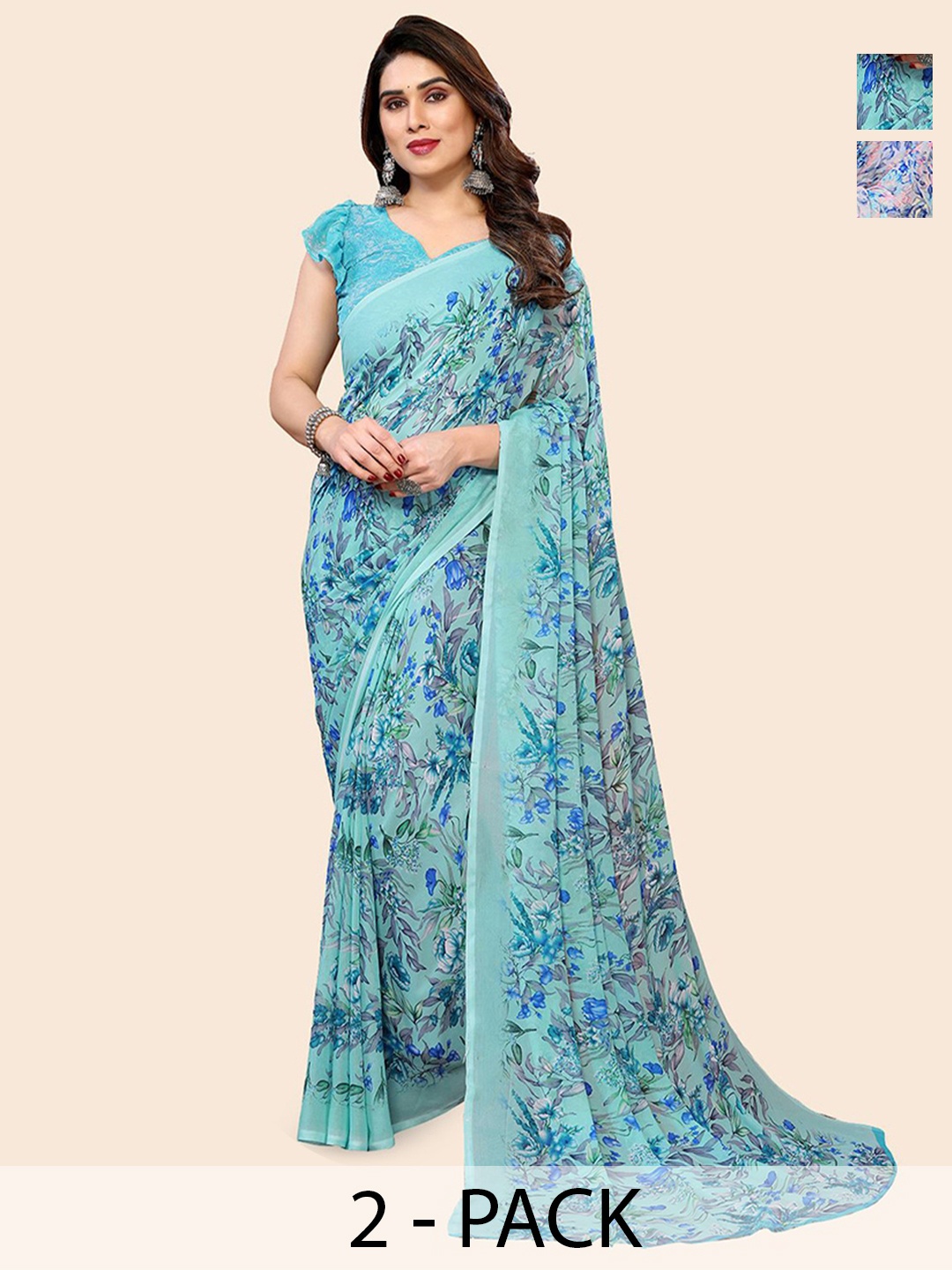 

Moda Rapido Floral Poly Georgette Saree, Grey