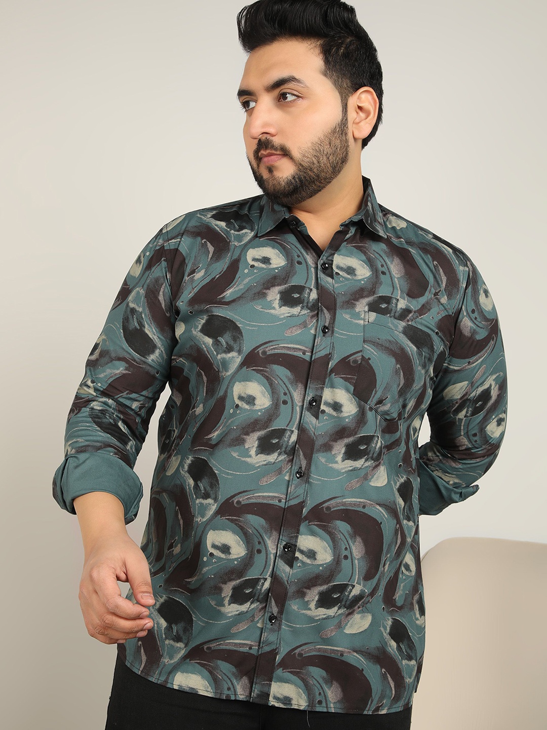 

ADWYN PETER Men Classic Floral Opaque Printed Casual Shirt, Green