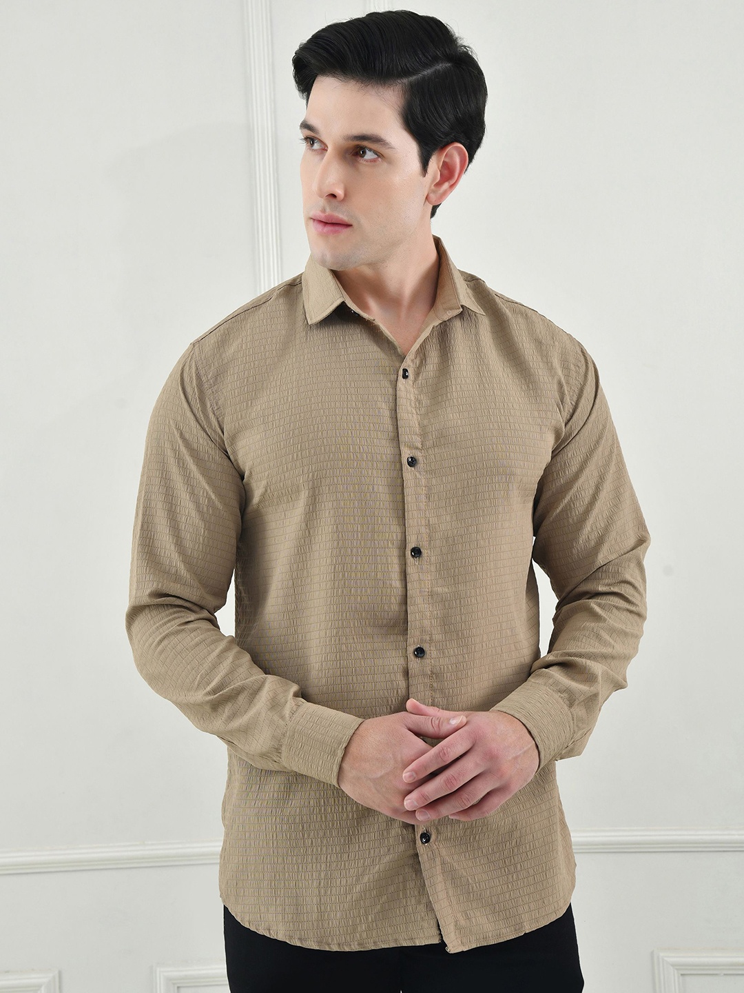 

BOWLIFESTYLE Men Comfort Opaque Casual Shirt, Khaki