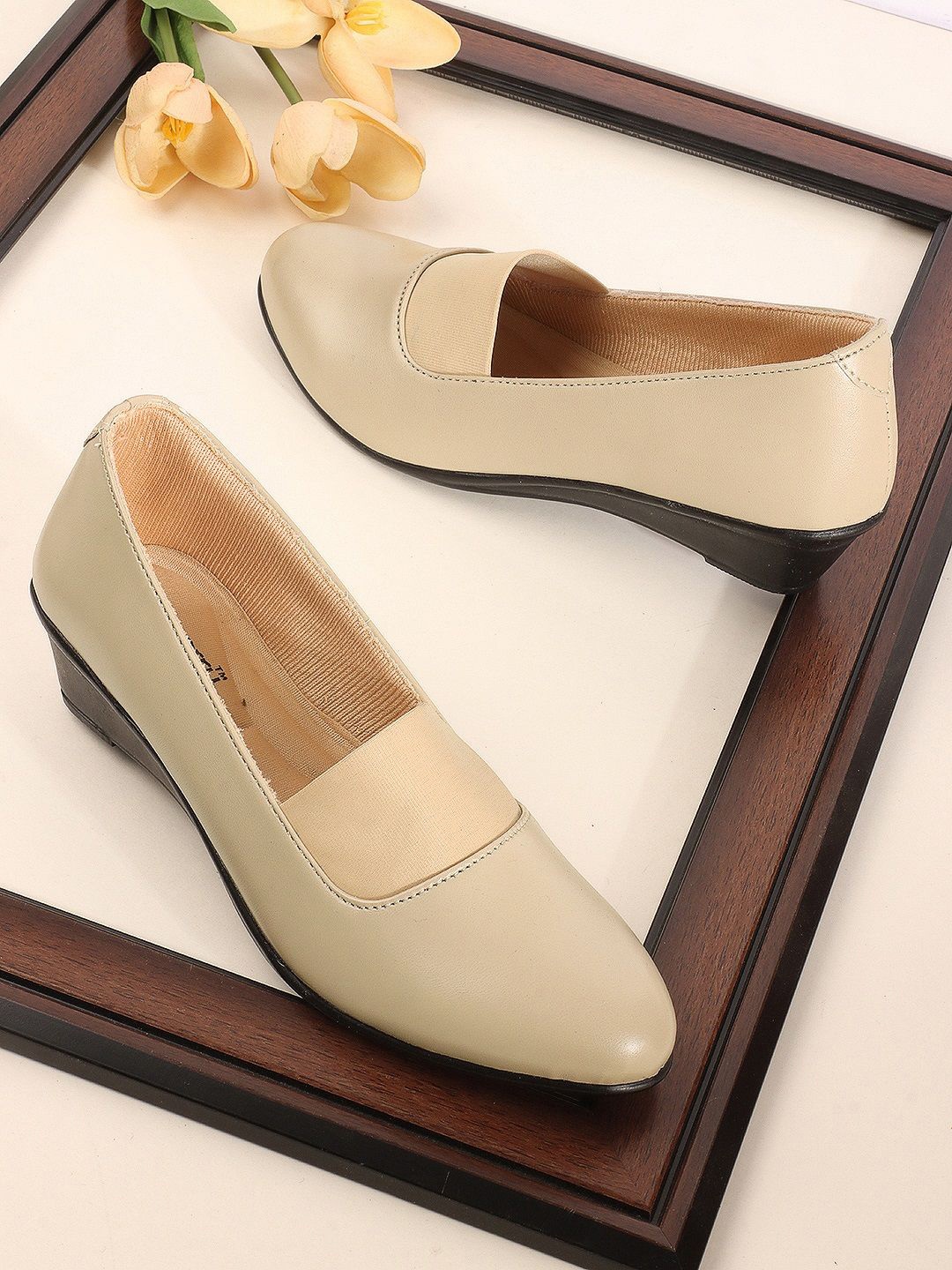 

DressBerry Wedge Heel Pumps, Cream