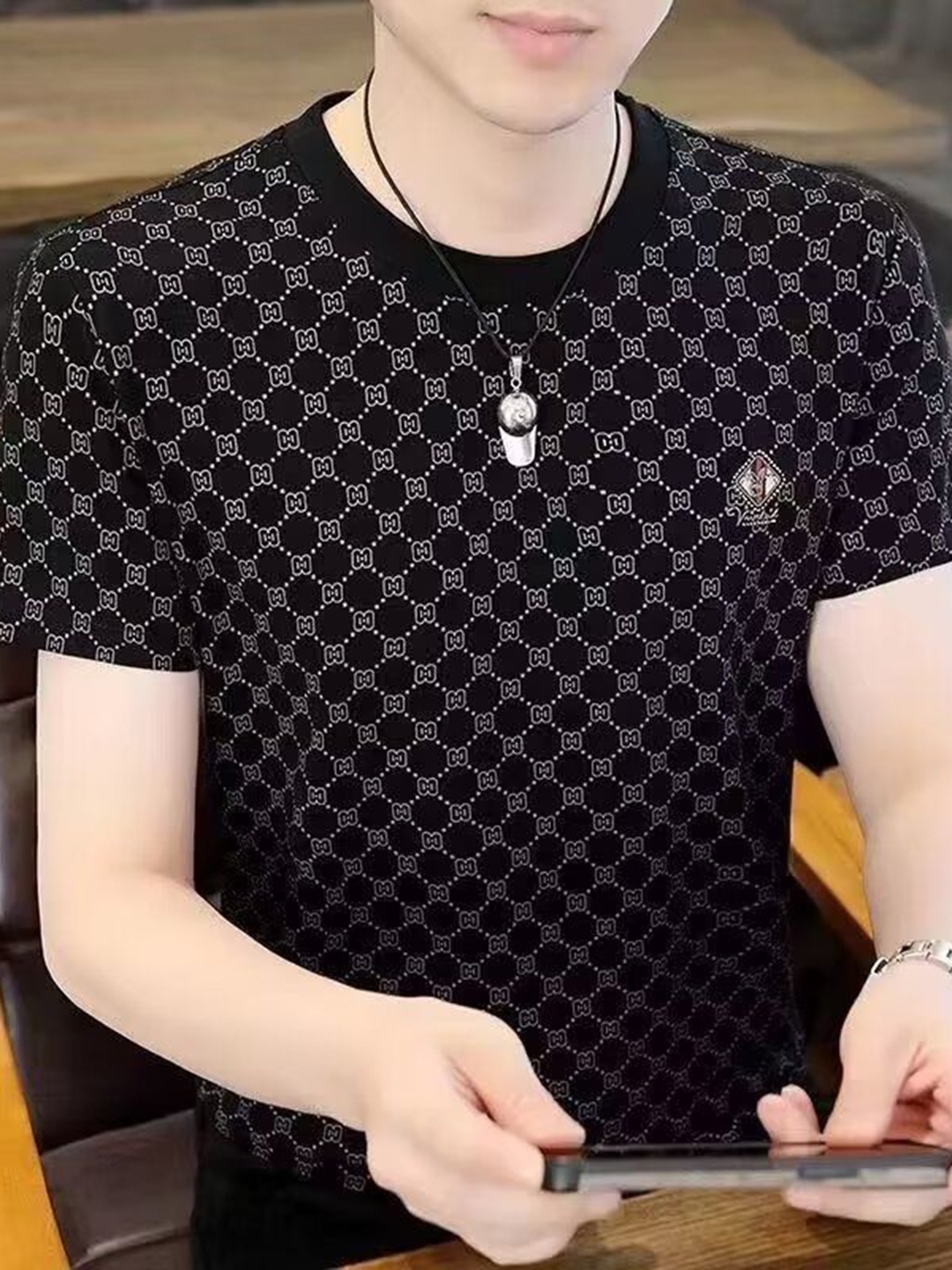 

StyleCast Men Abstract Printed Round Neck T-shirt, Black