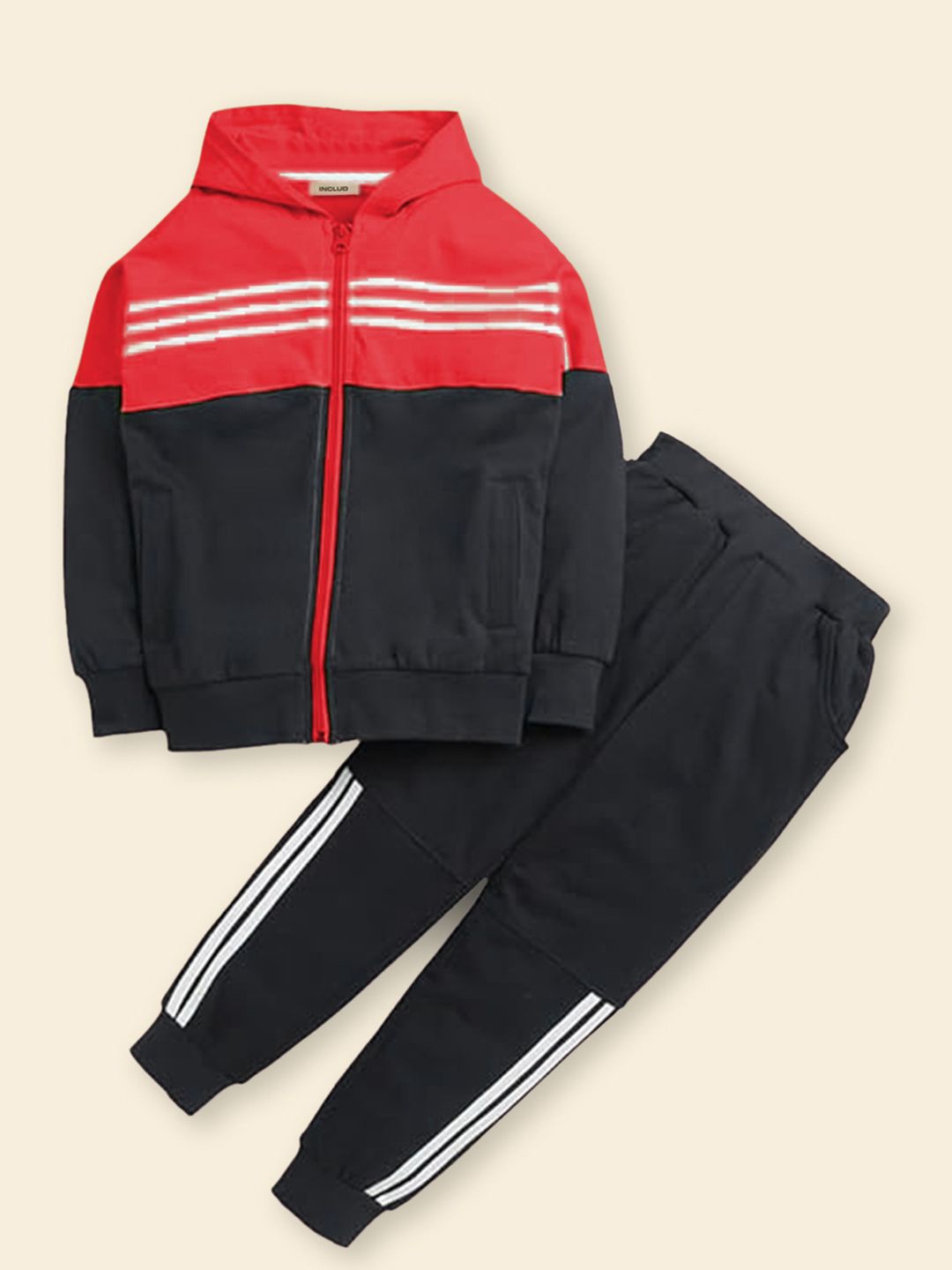 

INCLUD Boys Color-Blocked Hooded Tracksuit, Black