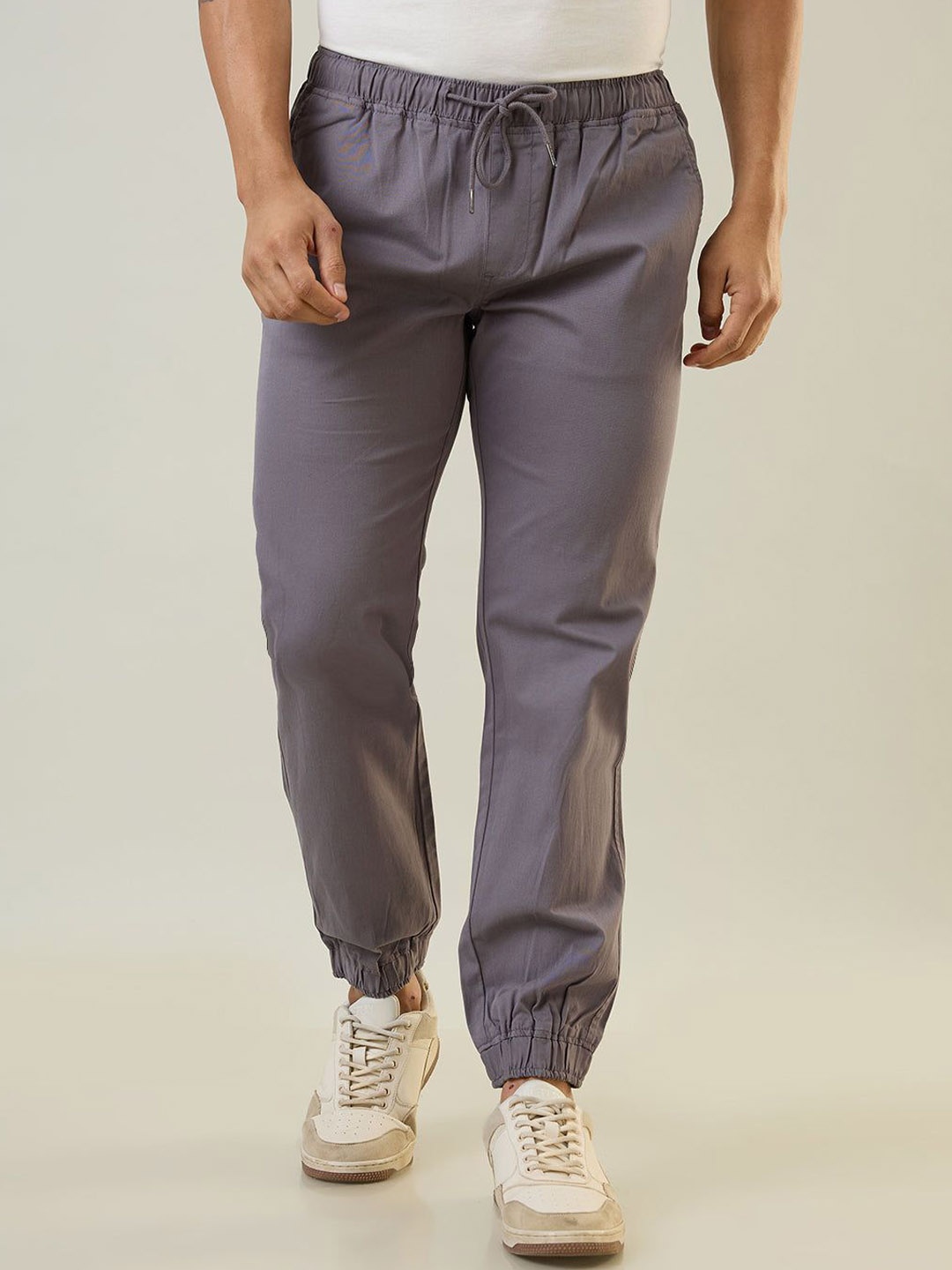

TIM PARIS Men Mid-Rise Joggers Trousers, Grey