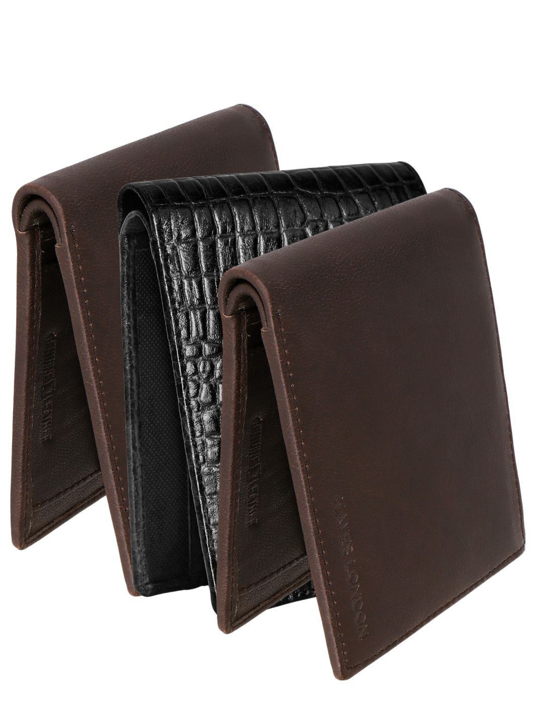 

Hayes London Men Wallets Pack of 3 Genuine Leather with RFID Blocking Combo, Brown