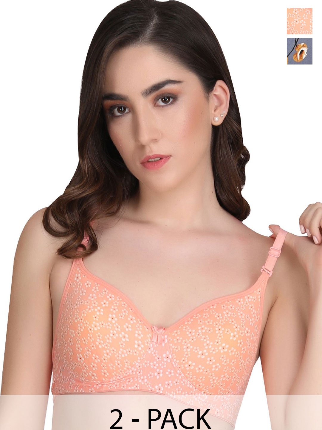 

Liigne Floral Bra Full Coverage Lightly Padded pack of 2, Peach