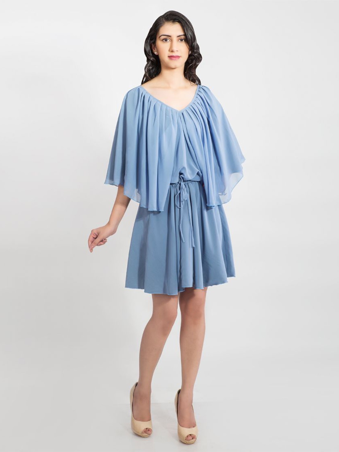 

DELIS Georgette Fit & Flare Dress, Blue