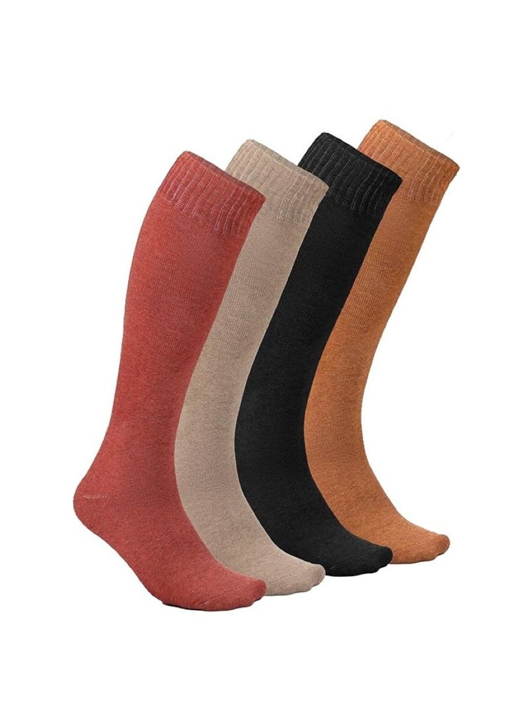 

EL REGALO Women Pack Of 4 Knee Length Socks, Brown