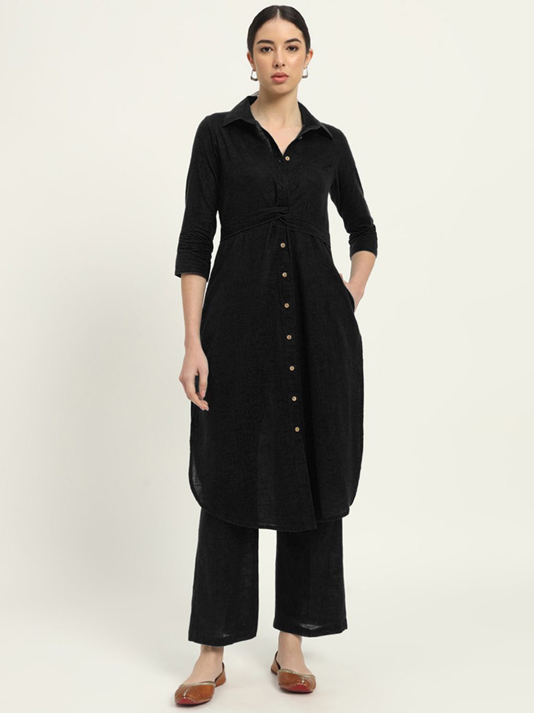 

Thevasa Pure Cotton Tunic With Trouser Co-Ords, Black