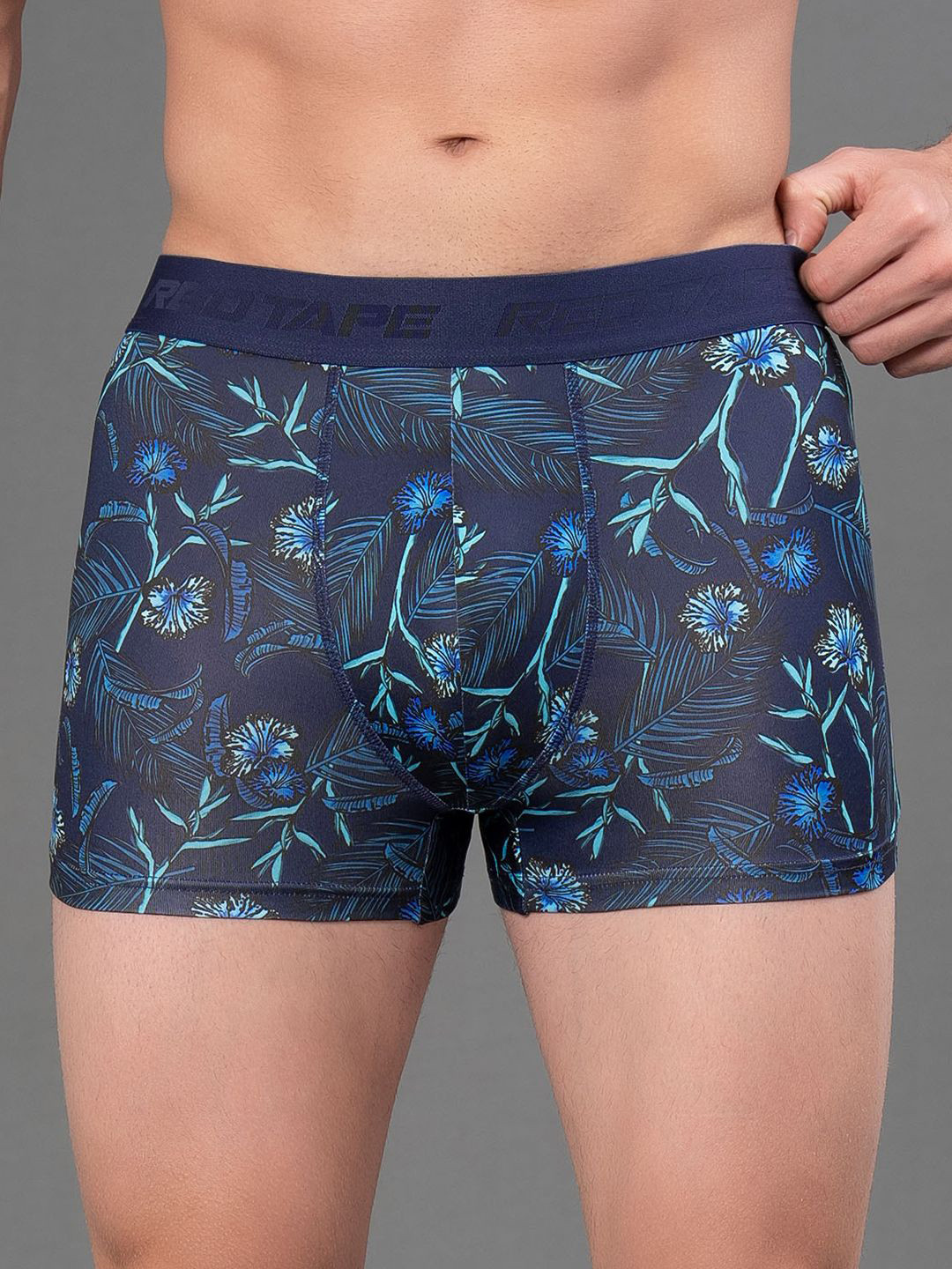 

Red Tape Polyester Elastane Printed Trunks, Navy blue