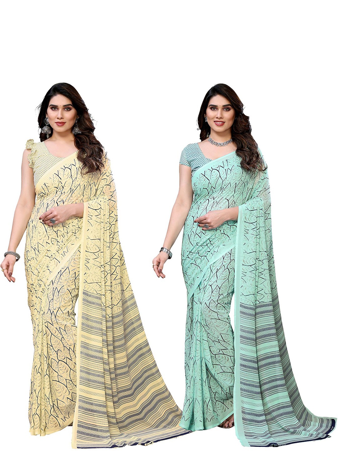 

Moda Rapido Floral Poly Georgette Saree, Green