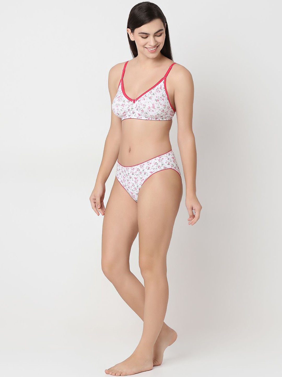 

Juliet Printed Cotton Non Padded Lingerie Set 1932 B 32 OW, Off white