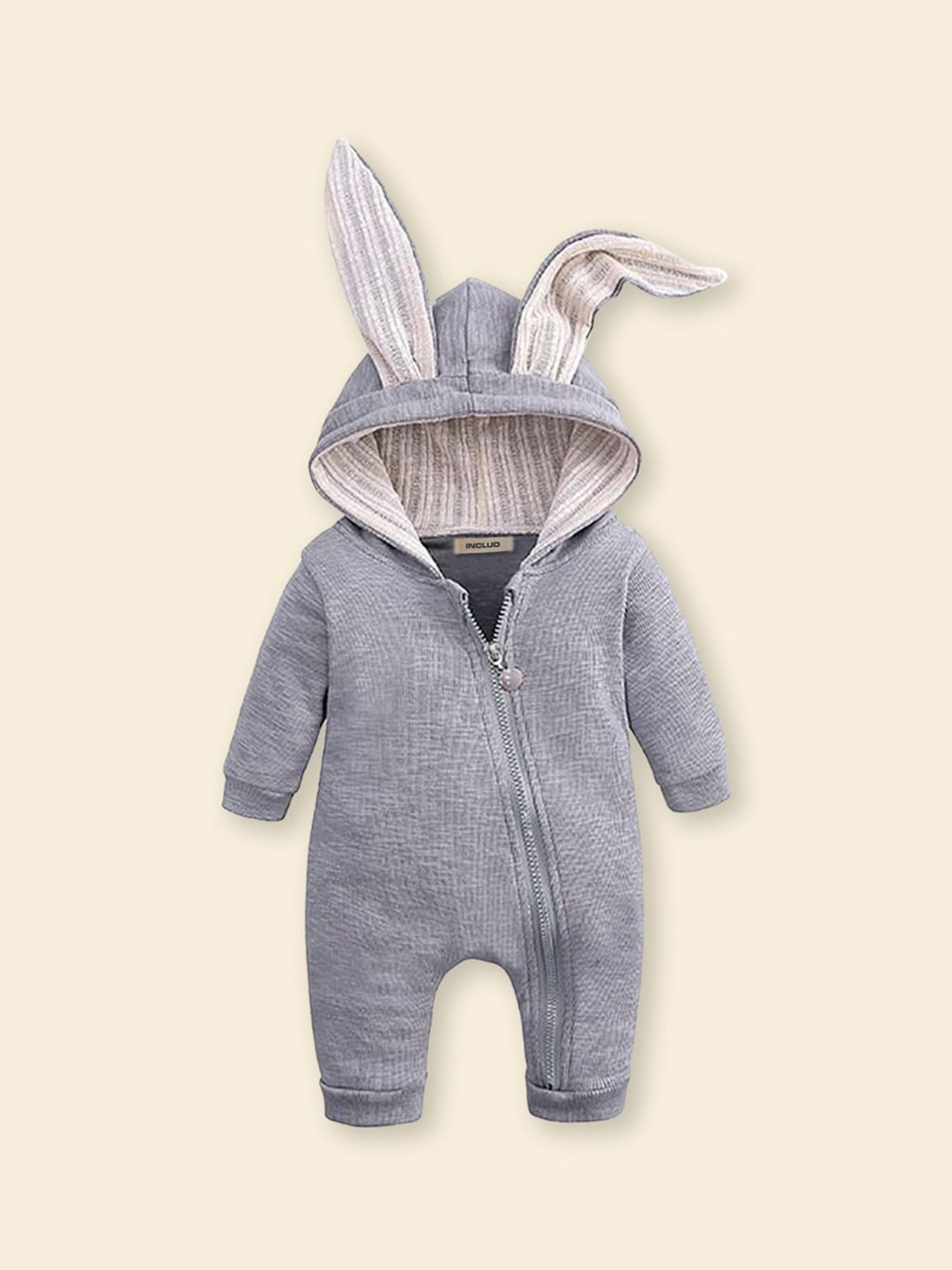 

INCLUD Boys Hooded Long Leg Romper, Grey