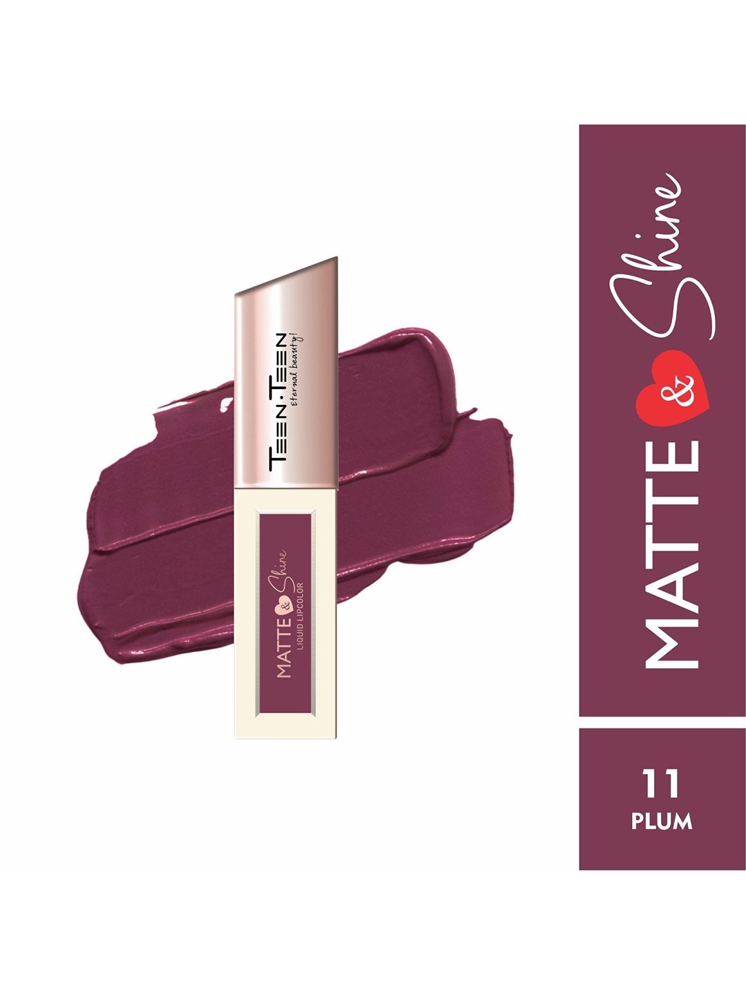 

TEEN TEEN COSMETICS Matte & Shine Liquid Lip Color Lipstick - 4 ml - Plum 11, Magenta